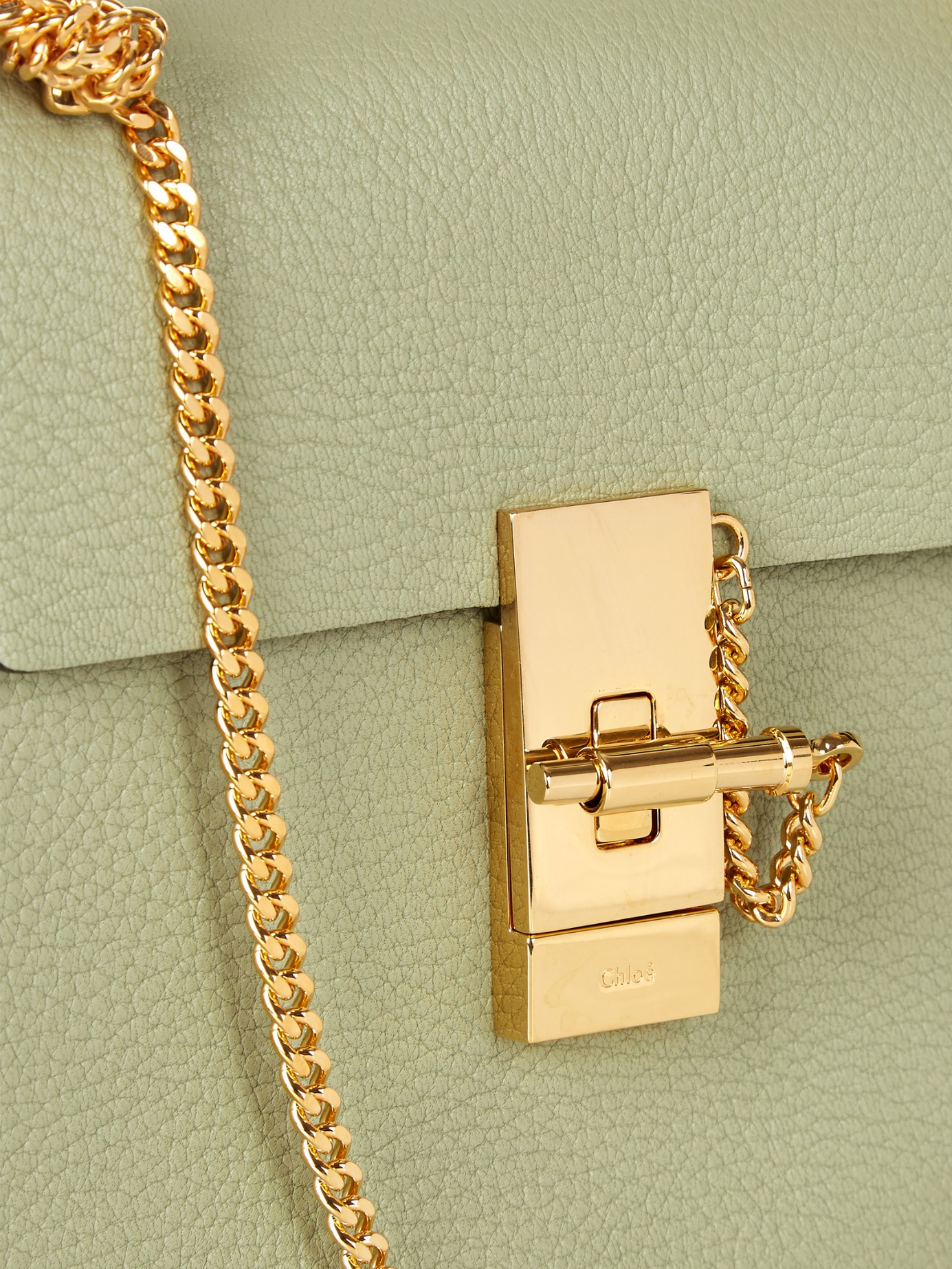 Chlo Drew Mini Leather Cross-Body Bag in Green (LIGHT GREEN) | Lyst