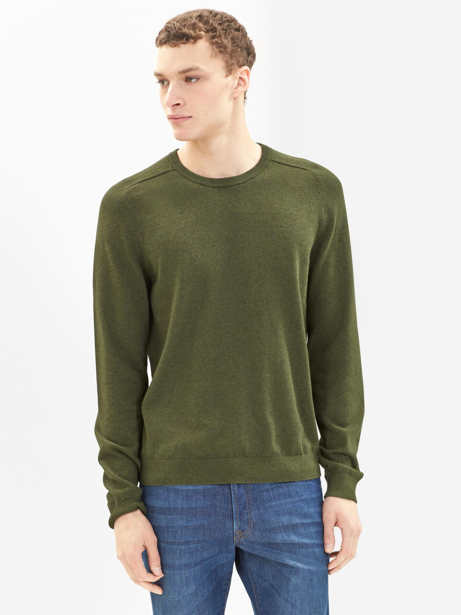 Gap Cotton Cashmere Crew Sweater in Green for Men (olive heather) | Lyst
