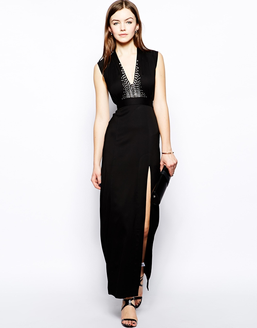 Lyst - French Connection Milo Stretch Crepe Maxi Dress in Black