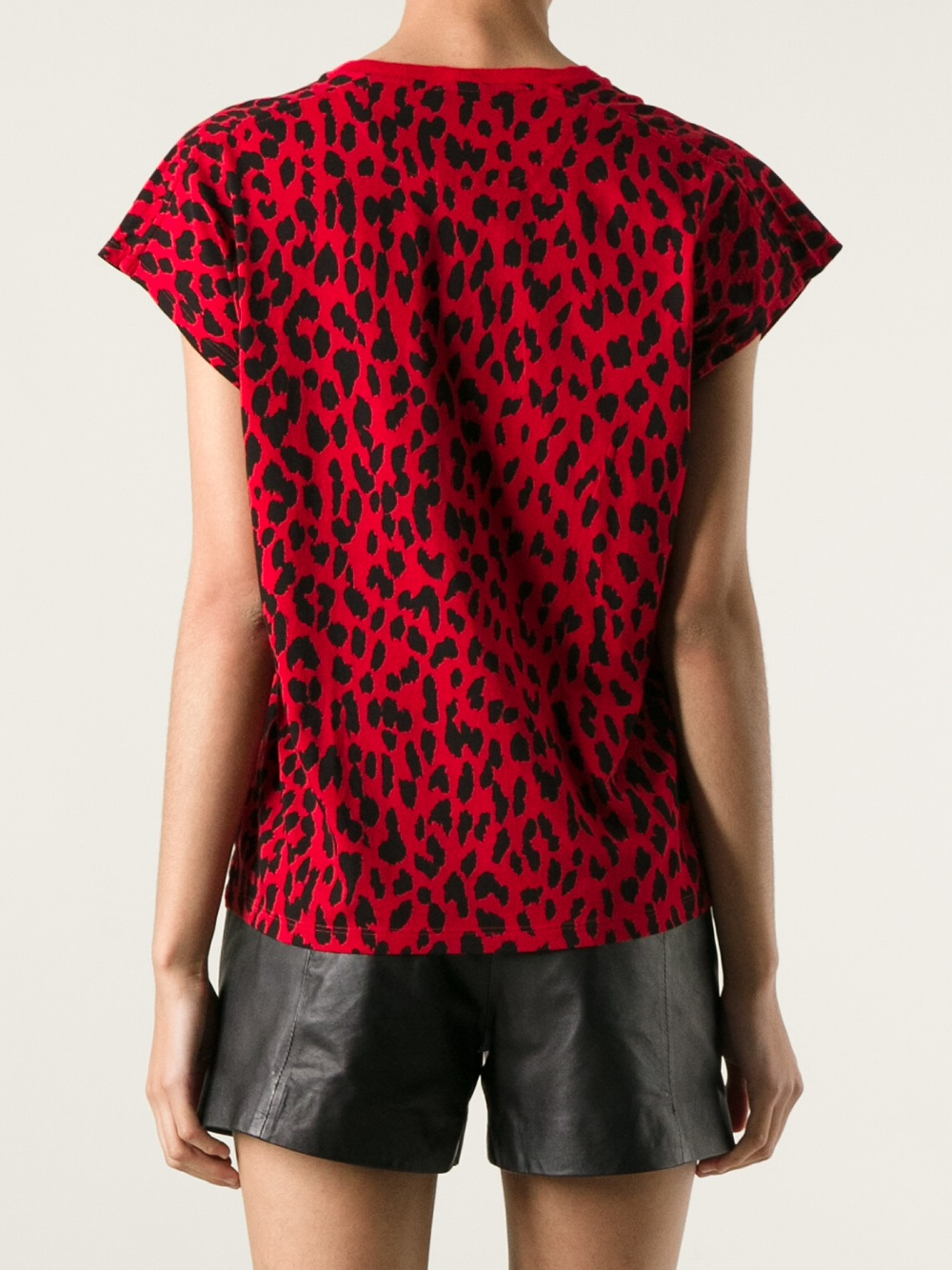 Saint Laurent Leopard Print TShirt in Red Lyst