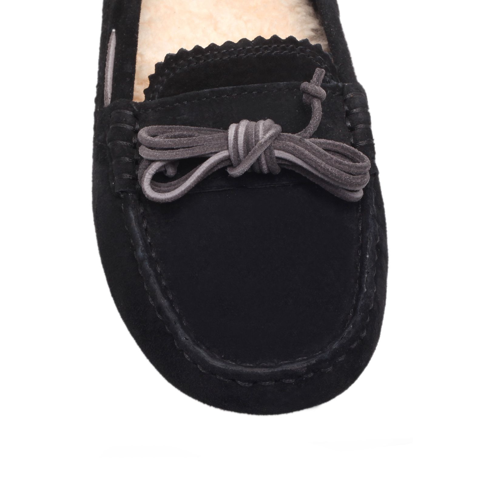 black fur lined moccasins