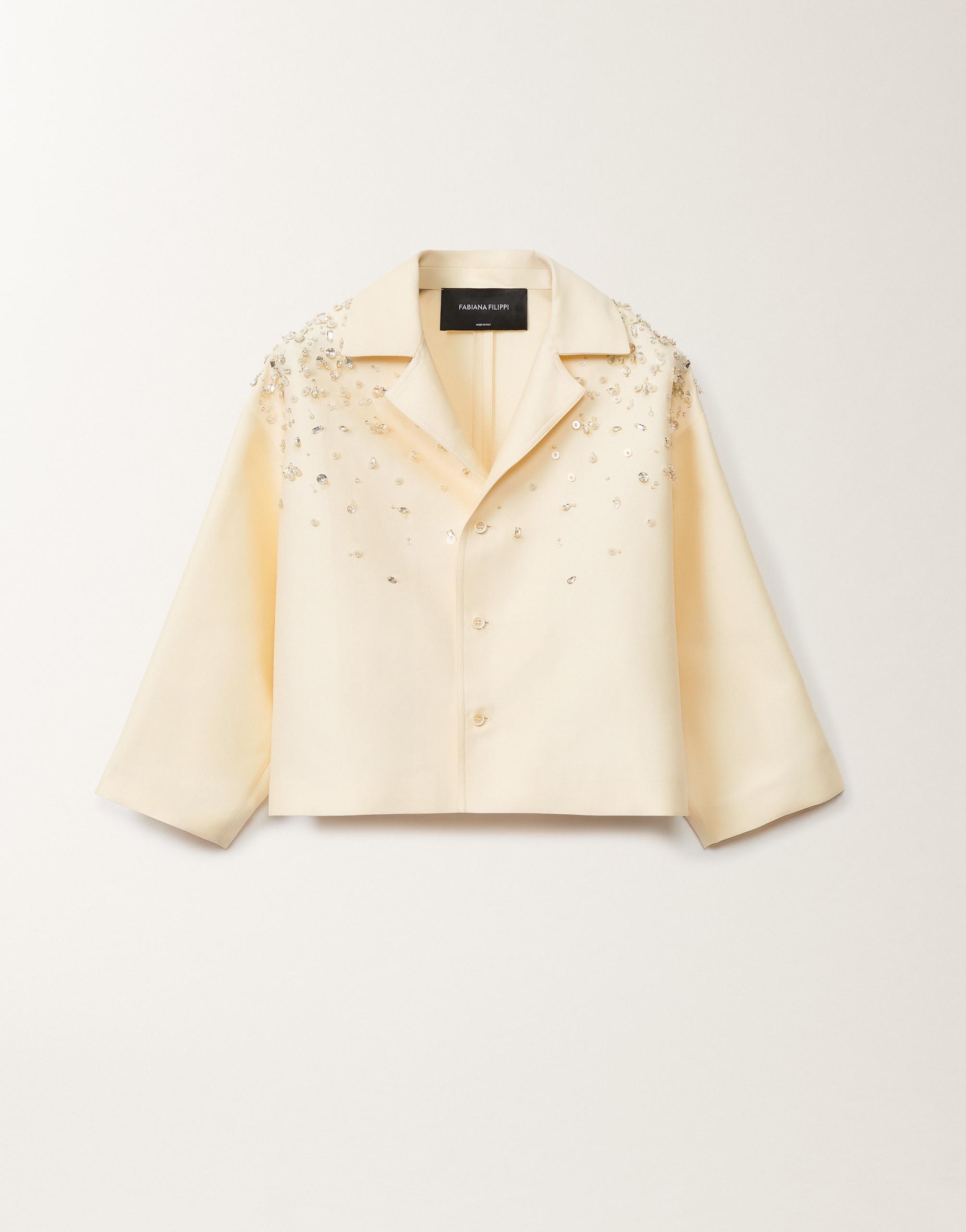 【FABIANA FILIPPI】ミカドコットン&シルクジャケット Fabiana Filippi Cotton And Silk Mikado Jacket, Vanilla in