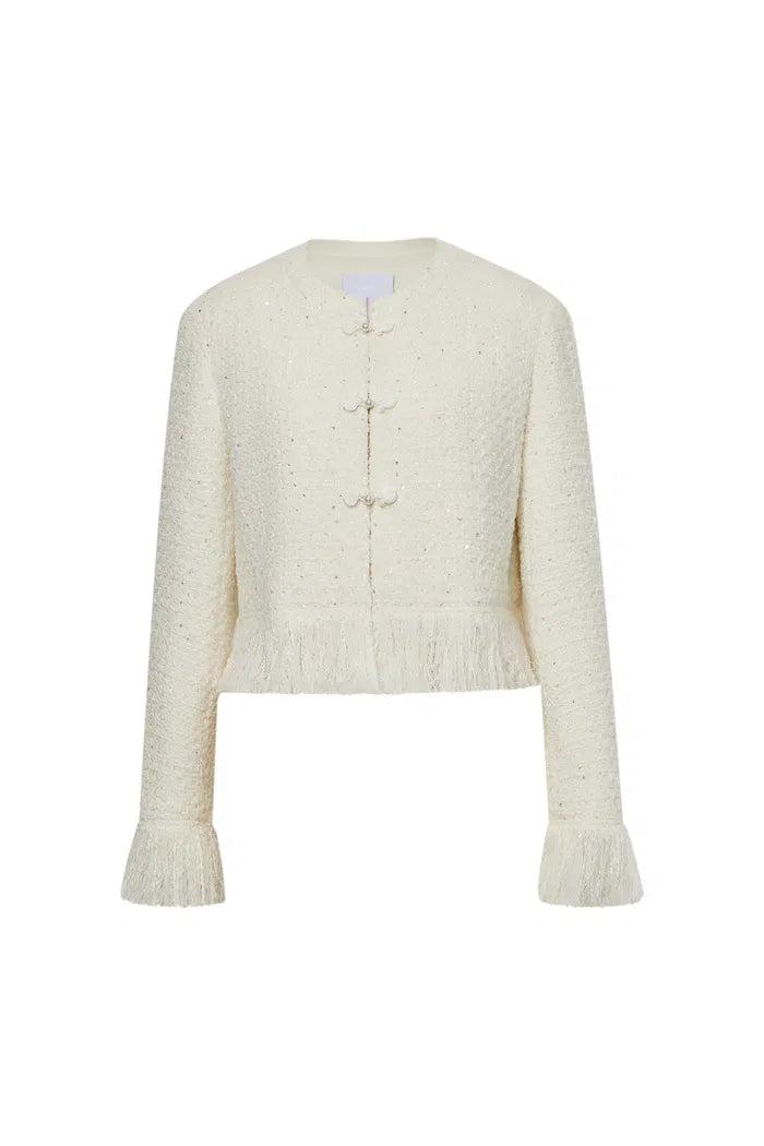 ORGUE Tweed fringe 2way jacket【Ivory】 Tweed fringe 2way jacket