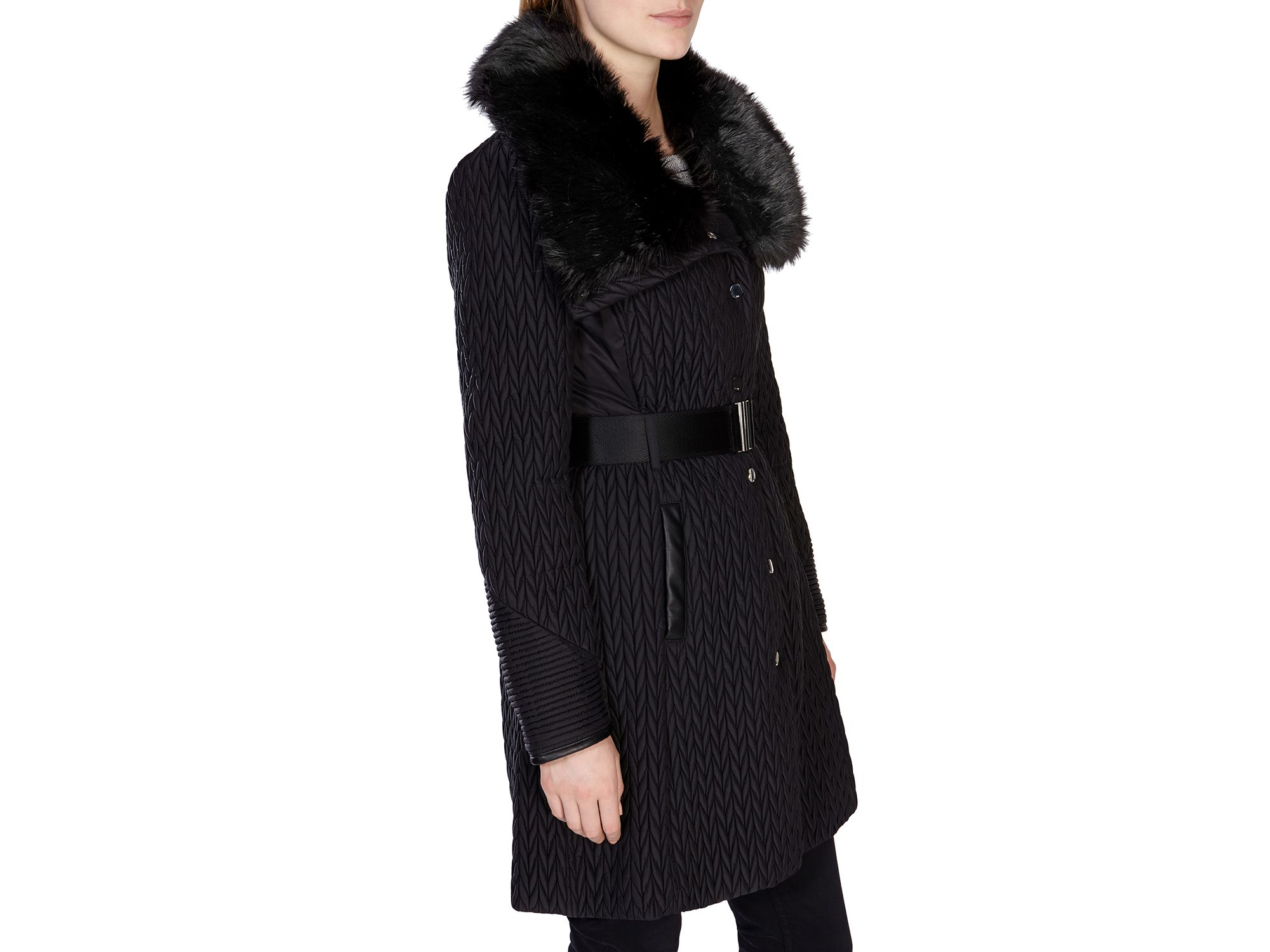 karen millen black faux fur coat