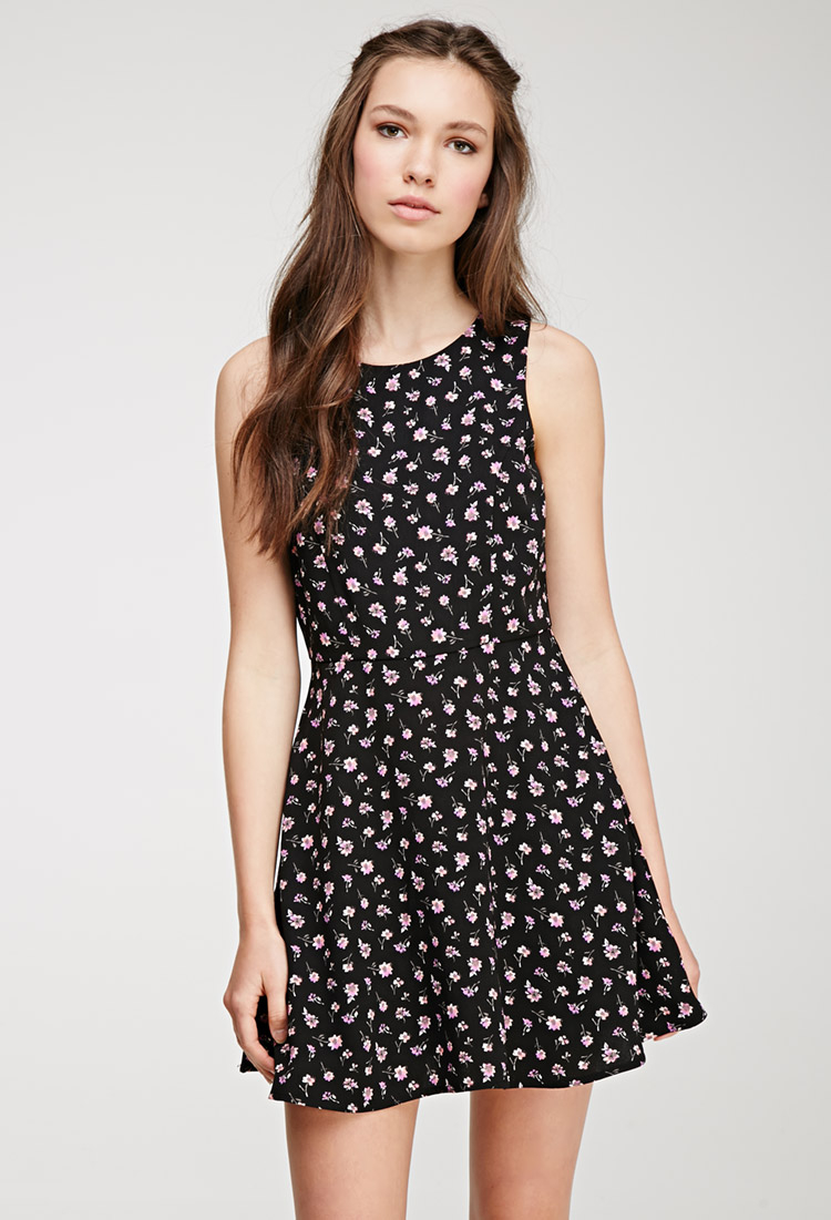 forever 21 black dress with flowers
