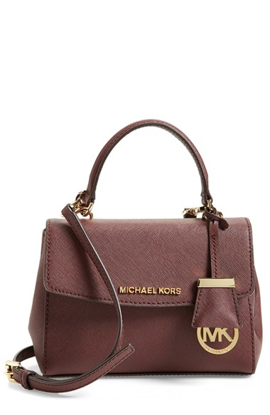 Michael michael kors &#39;extra Small Ava&#39; Leather Crossbody Bag in Red (MERLOT) | Lyst