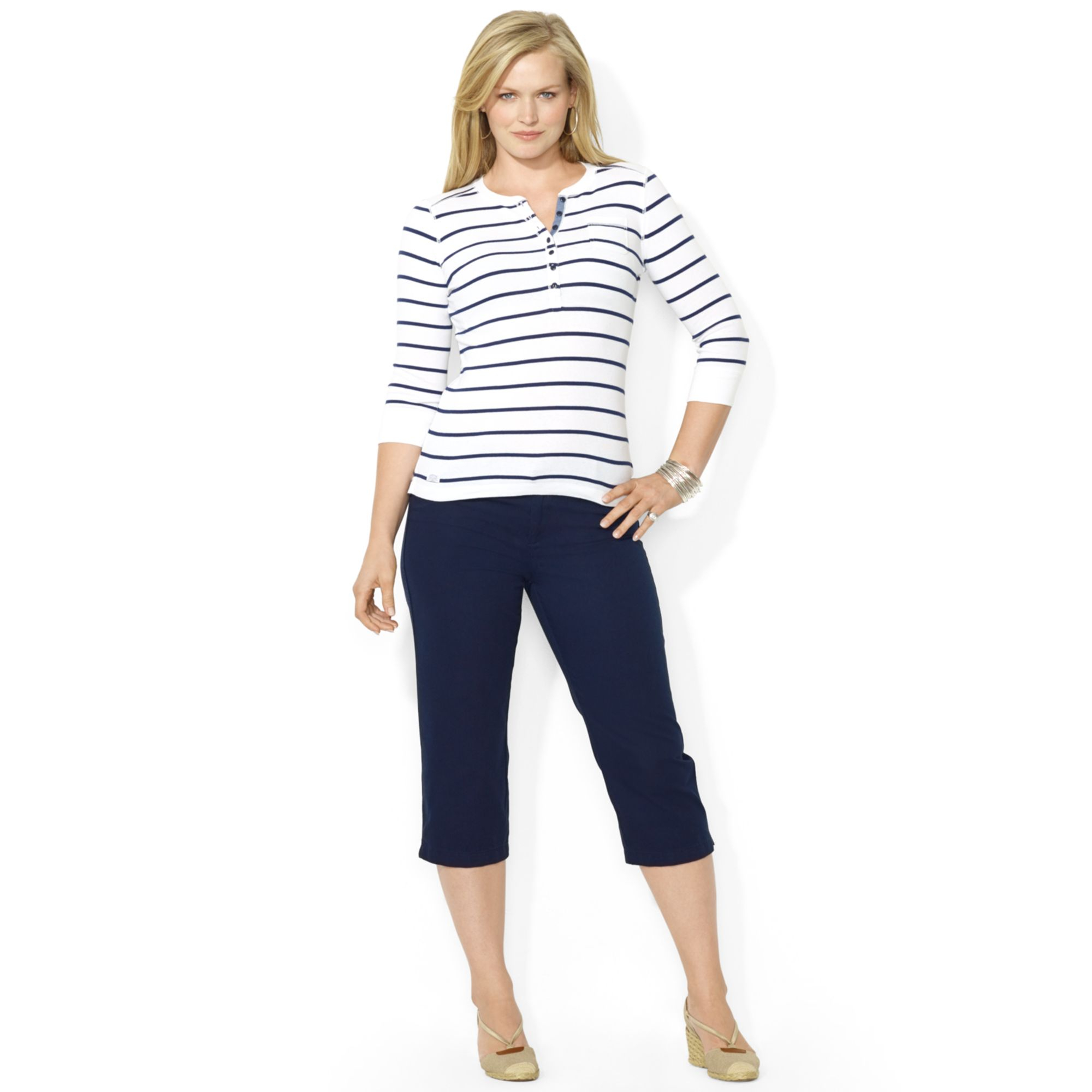 Lauren by Ralph Lauren Lauren Jeans Co Plus Size Belted Capri Pants in Blue  - Lyst