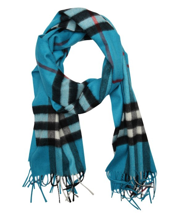 Lyst Burberry Bright Turquoise Check Printed Cashmere Woven Scarf in