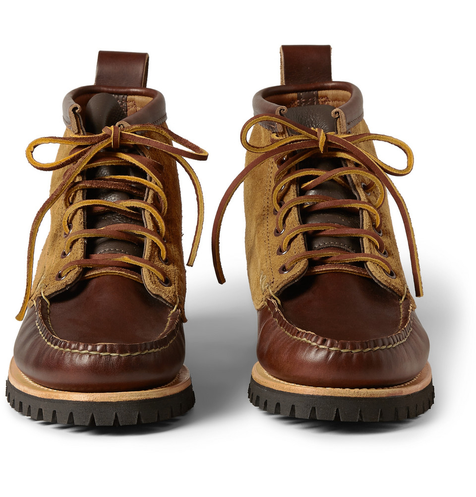 brown suede low heel boots