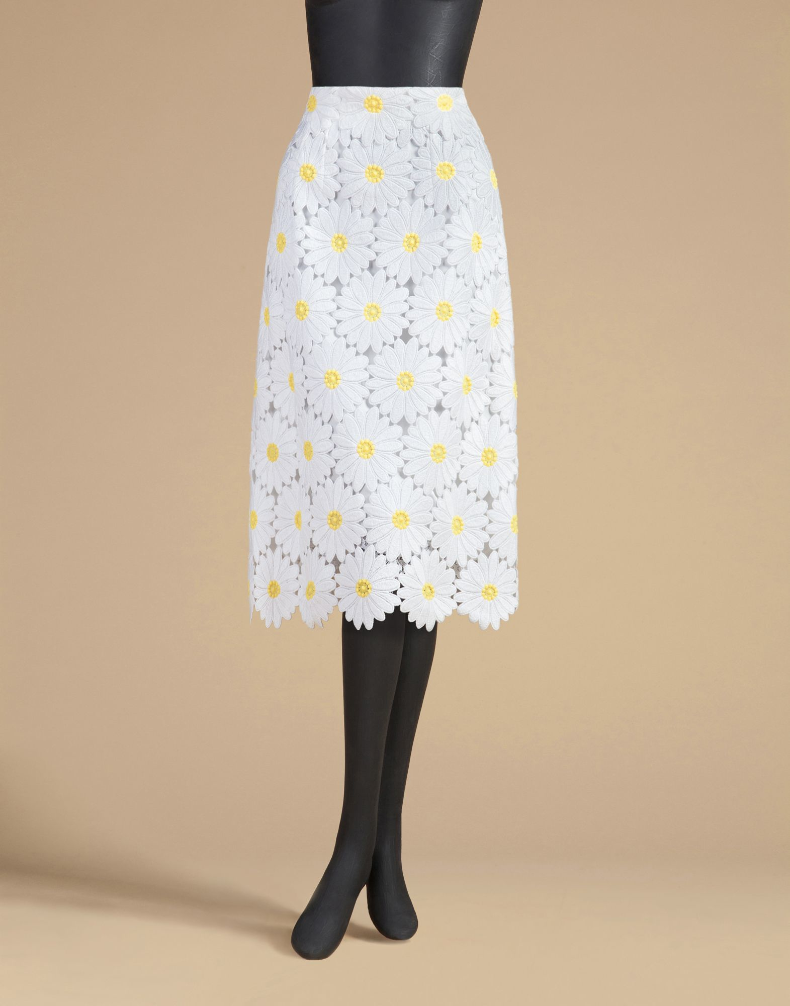 Dolce Gabbana Daisy Embroidered Lace Skirt in White Lyst