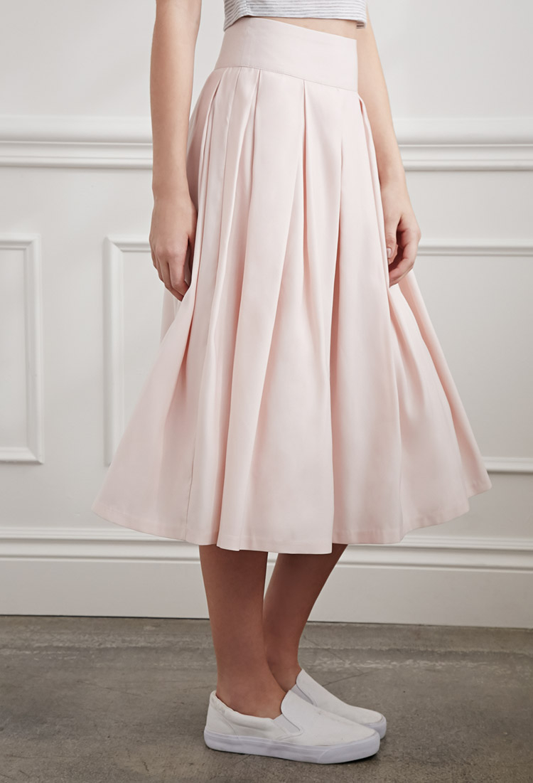 mid length pleated skirts forever 21