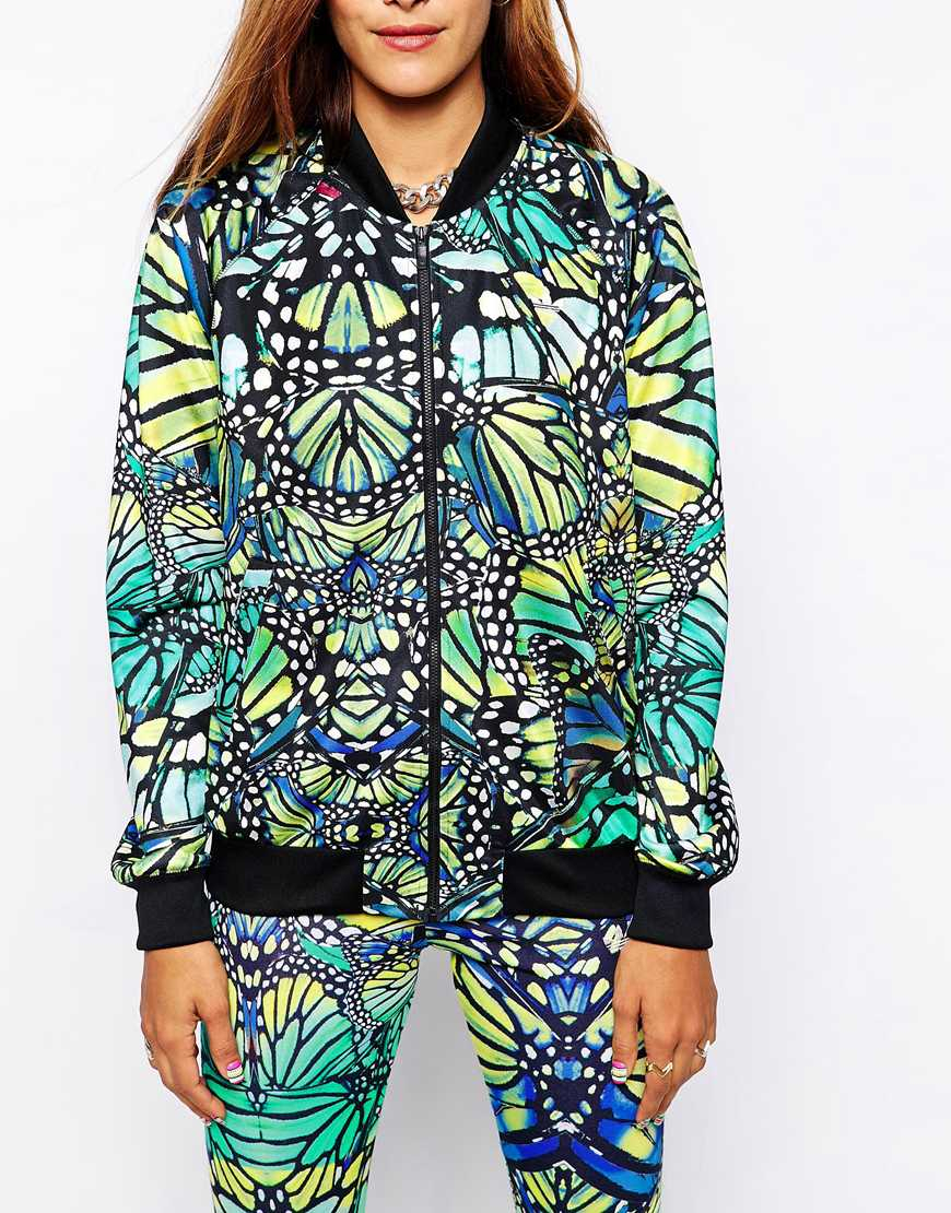 adidas Originals Butterfly Bomber Jacket in Blue | Lyst
