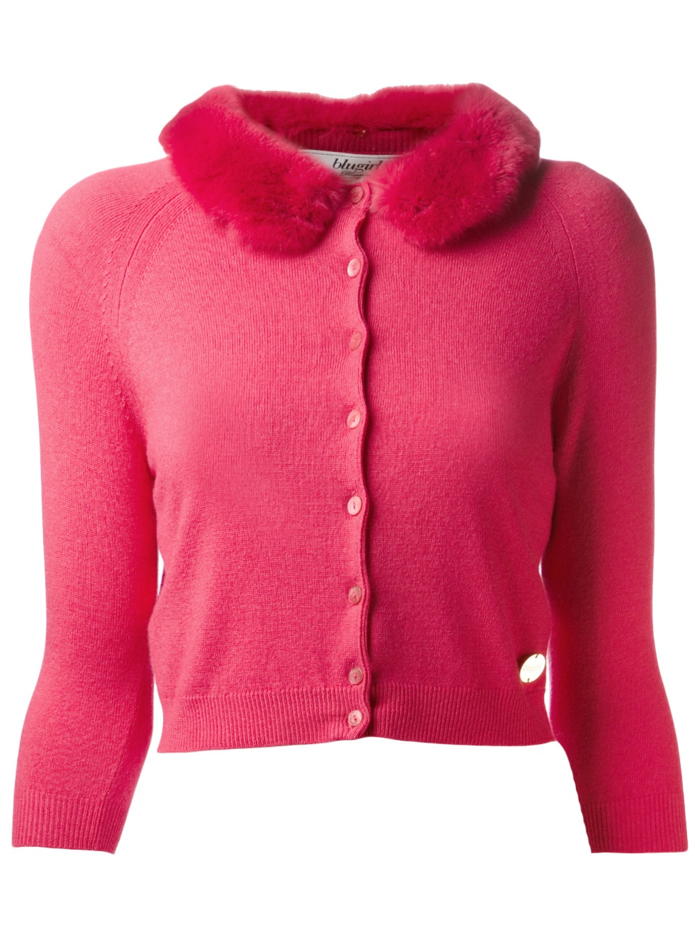 Lyst Blumarine Fur Collar Cardigan in Pink