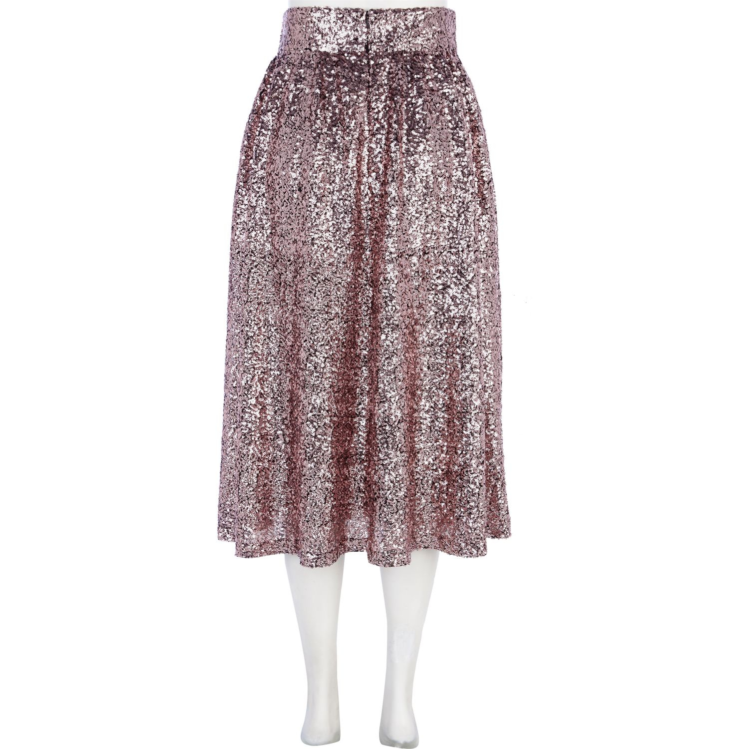 River island Pink Sequin Midi Skirt in Silver (Pink) | Lyst
