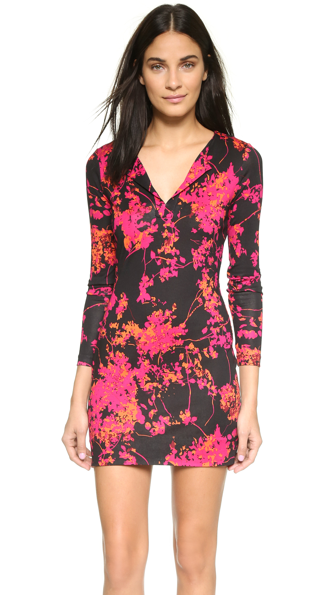 Diane von Furstenberg Reina Silk Dress - Floral Daze Large Pink | Lyst