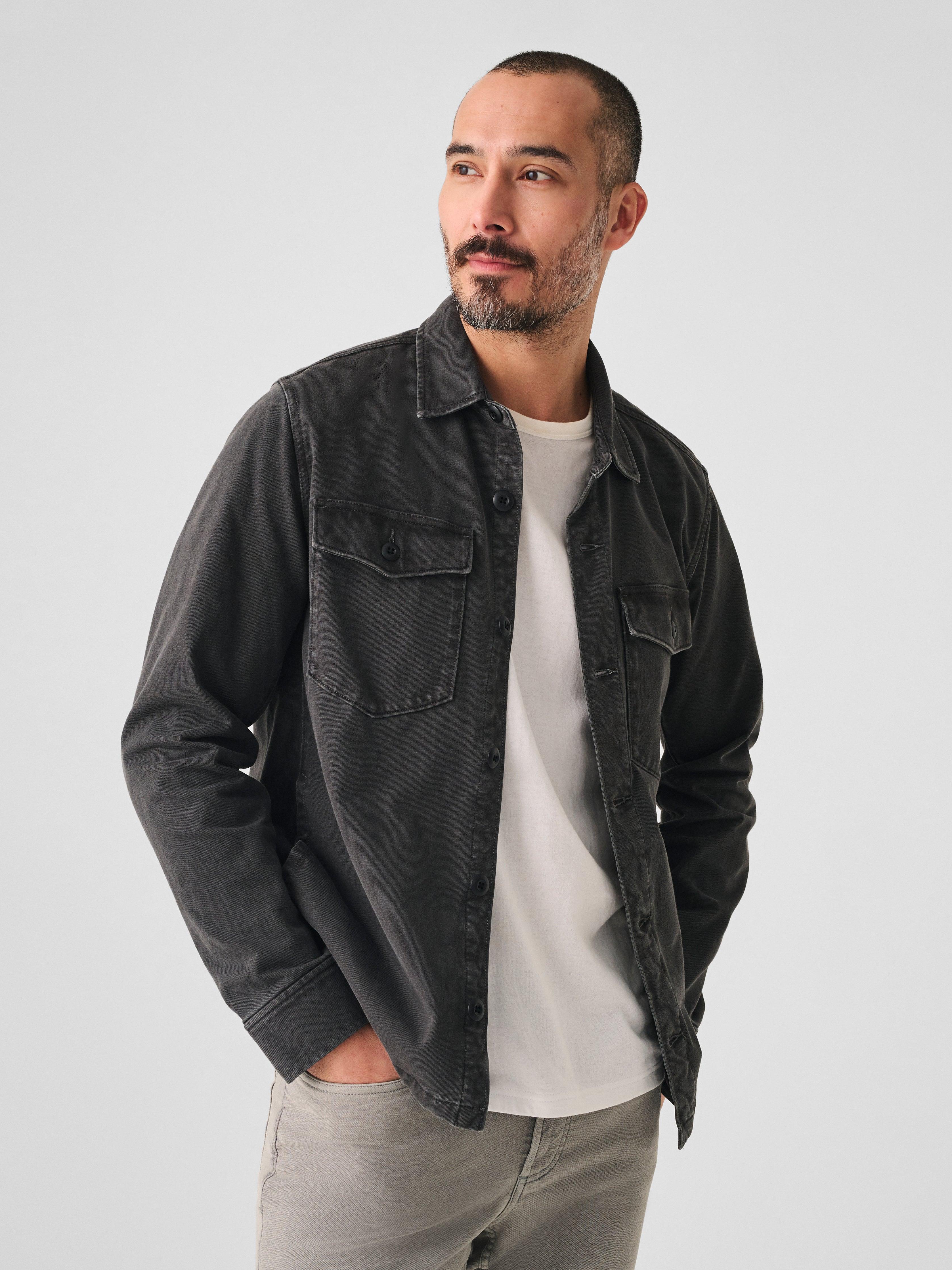 Faherty Jersey Shirt Jacket in Gray for Men Lyst