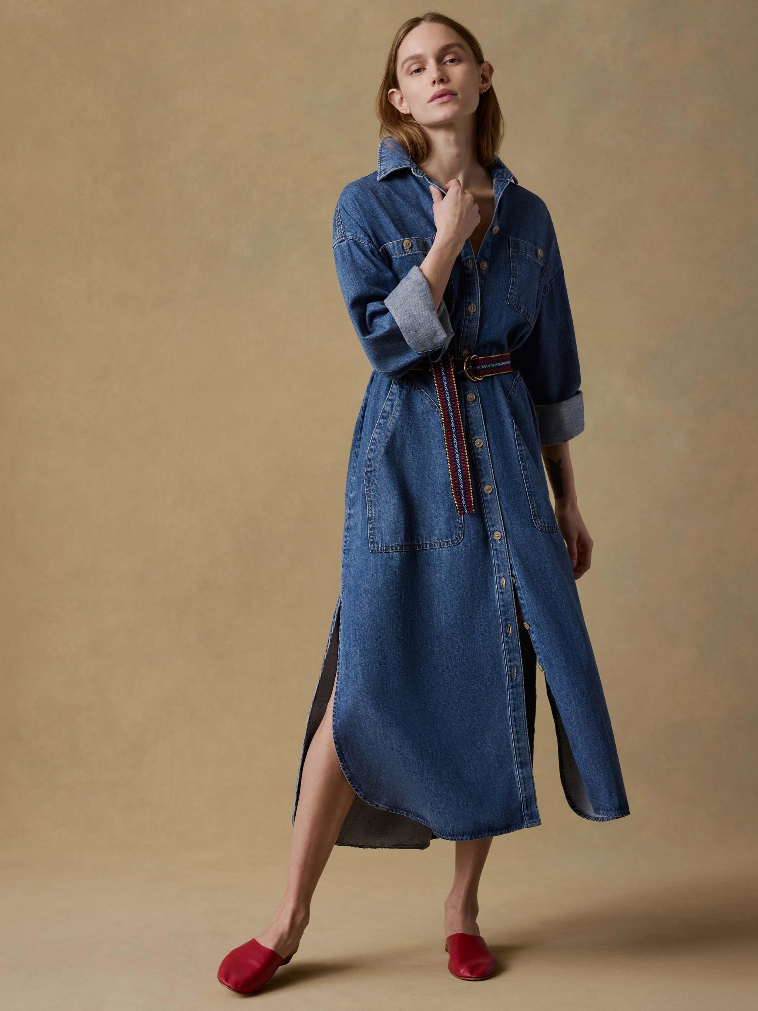 Faherty Sunfair Denim Cleo Shirtdress in Blue