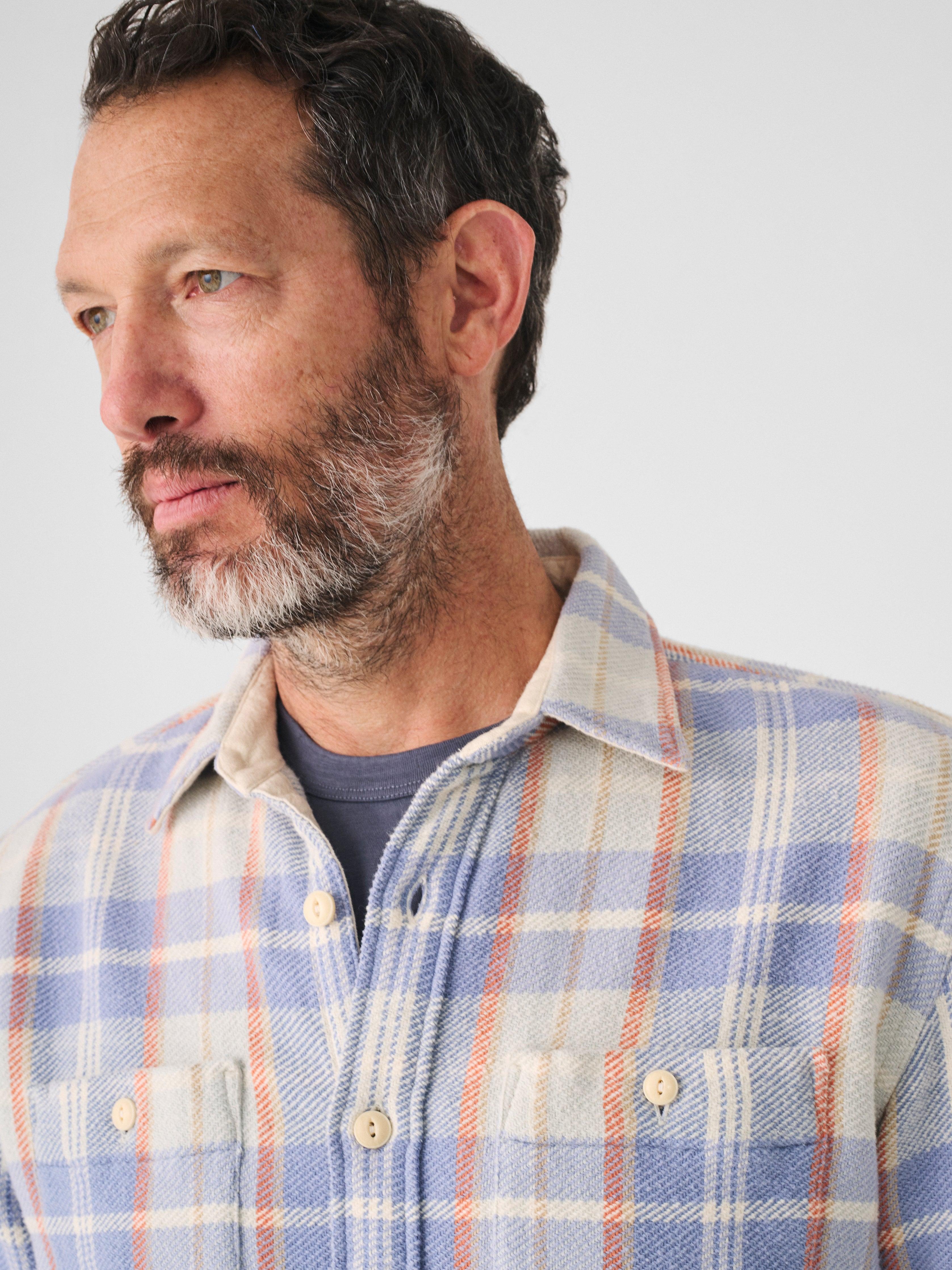 Faherty The Surf Flannel Shirt in White for Men | Lyst