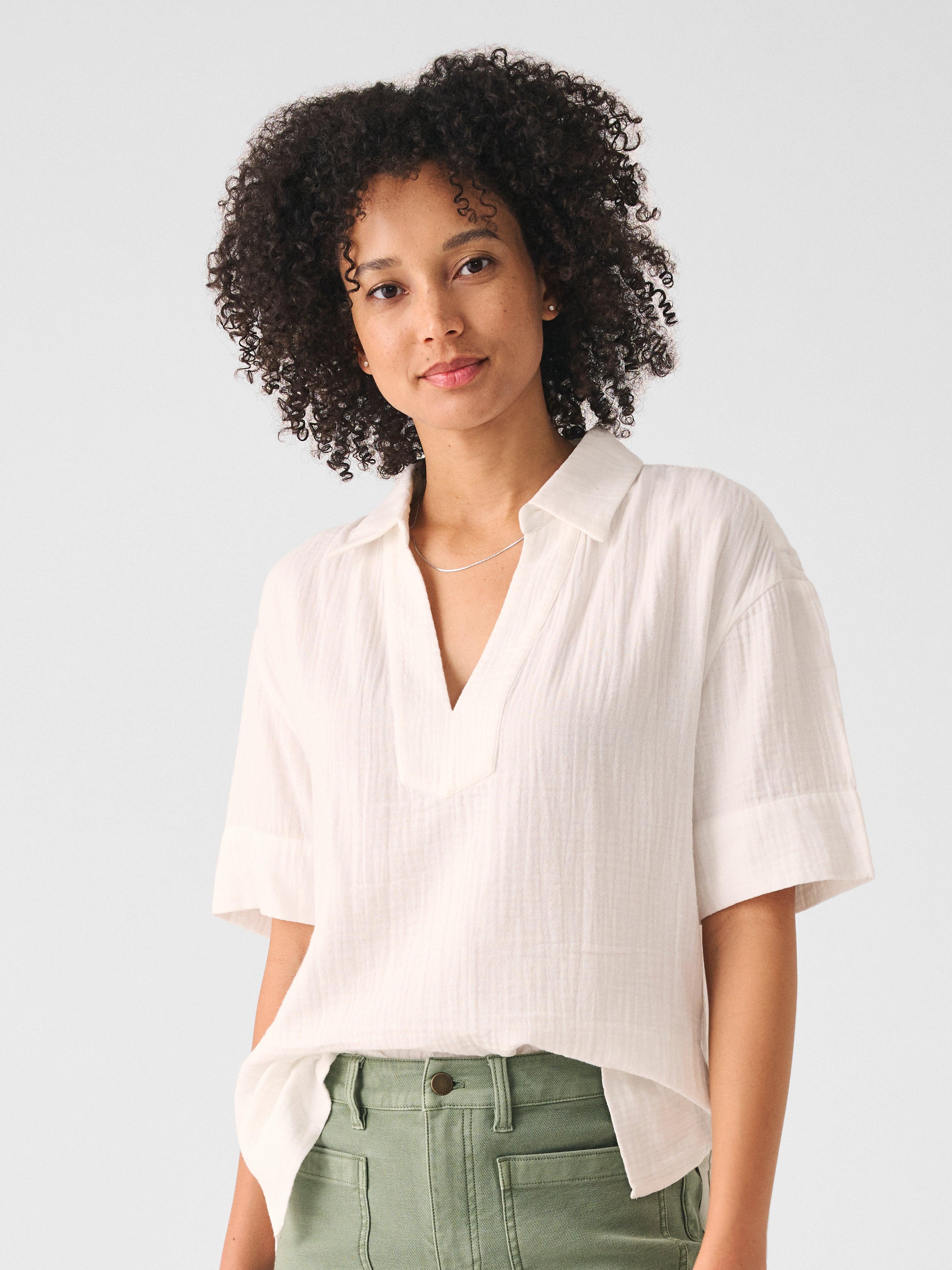 Faherty Dream Cotton Gauze Wren Top in White Lyst