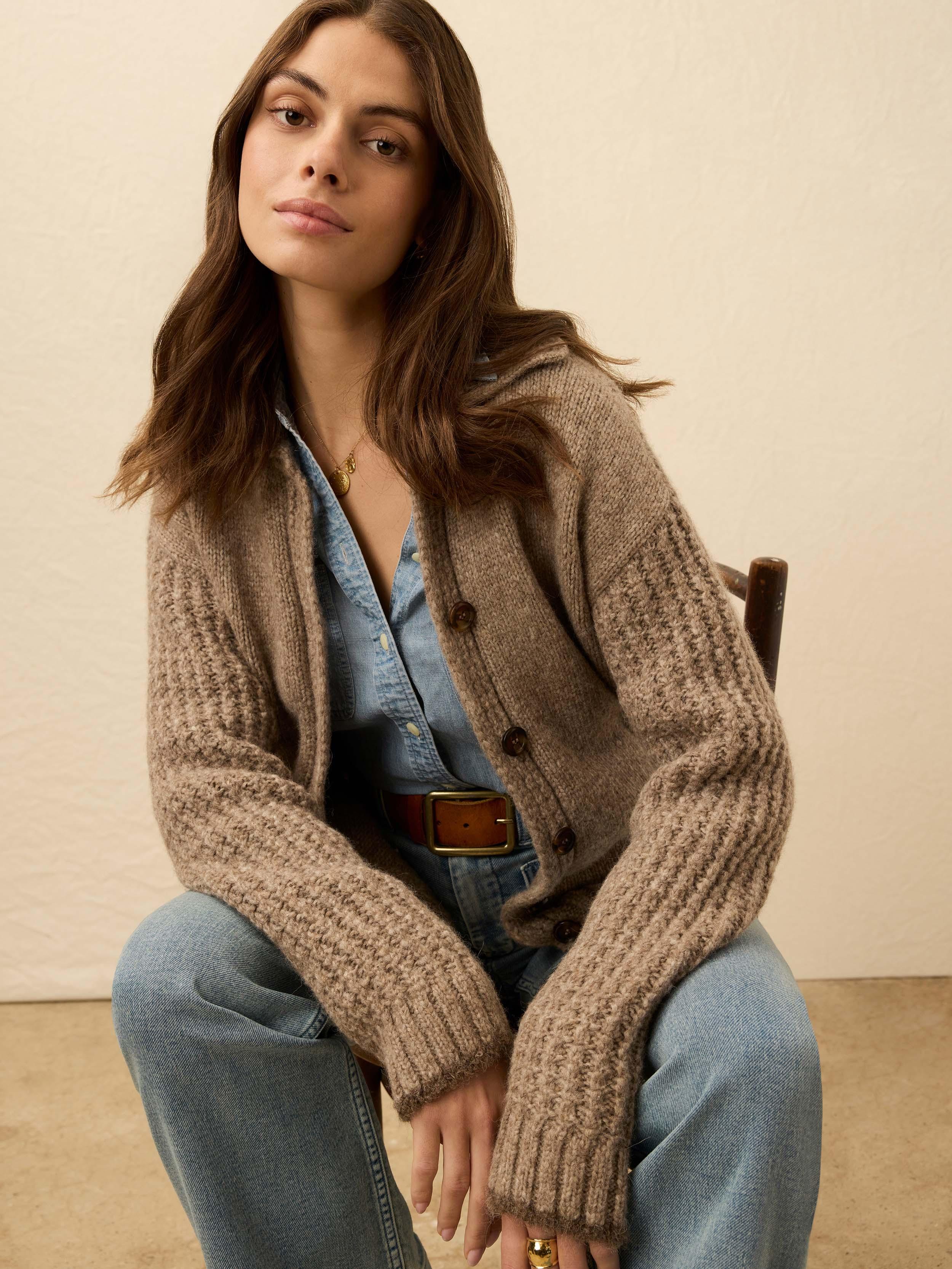 Faherty Alpaca Lost Trails Cardigan in Natural | Lyst