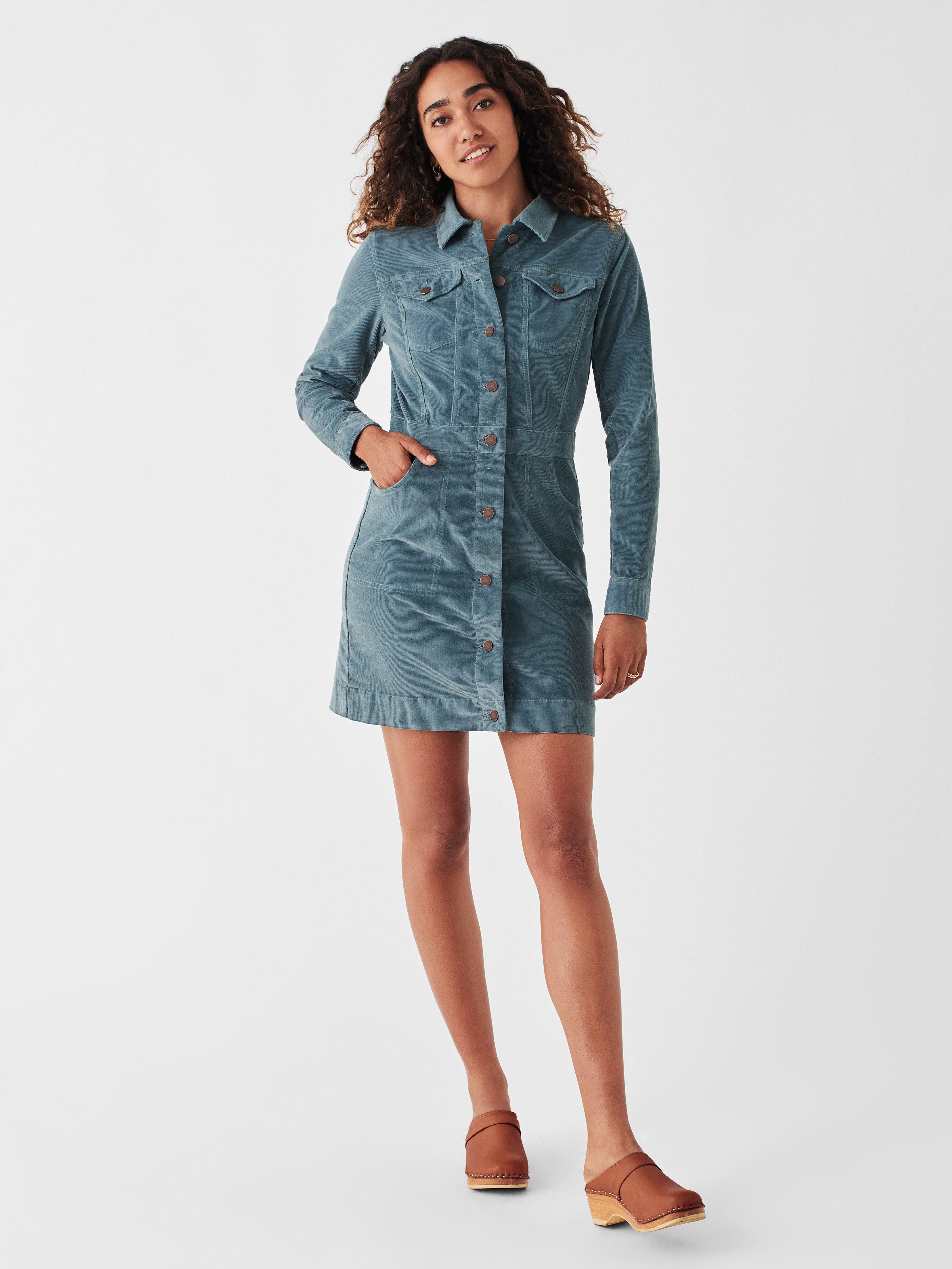 Faherty Stretch Cord Michelle Dress in Blue | Lyst
