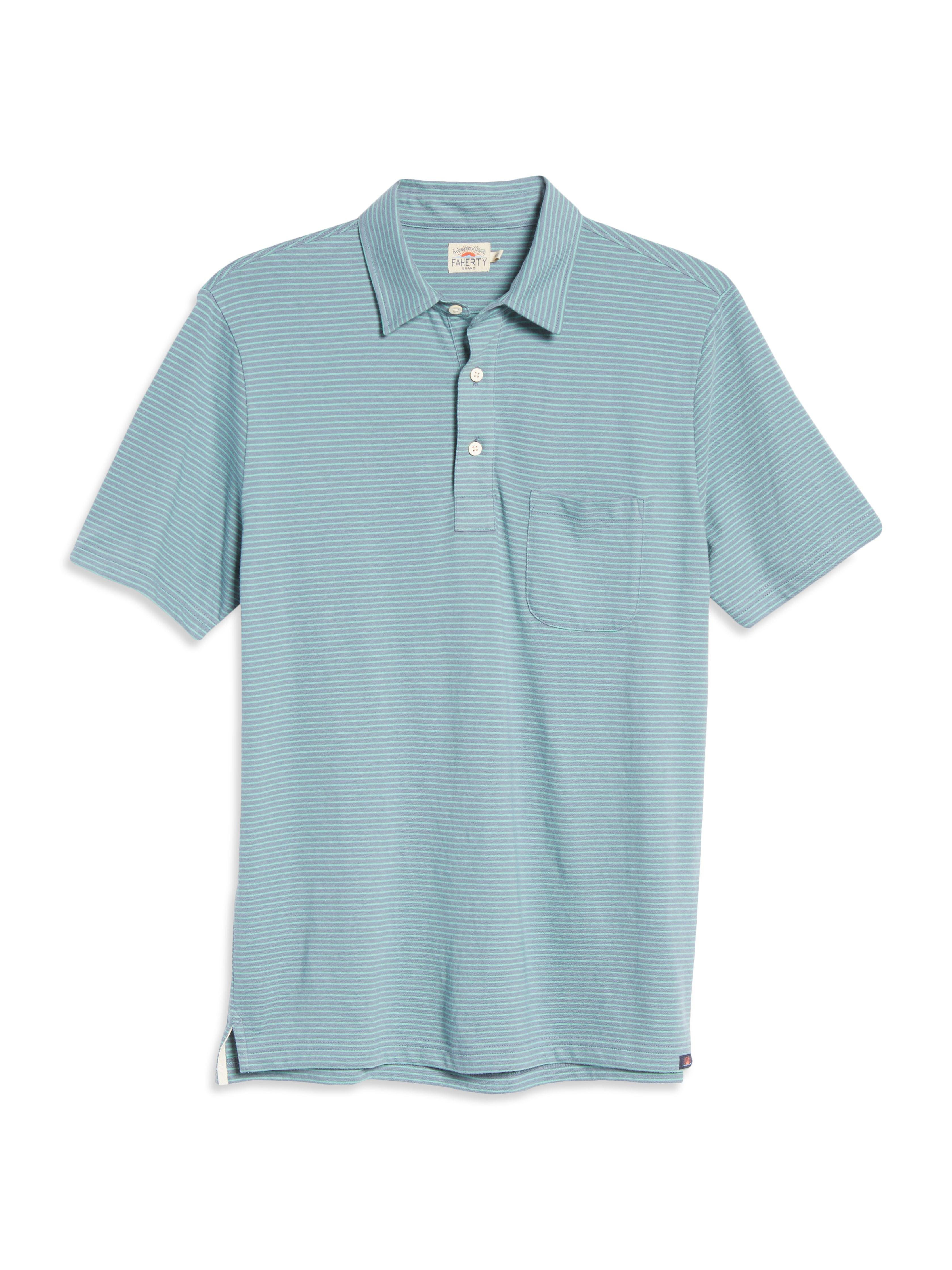 Faherty Short-sleeve Isle Feeder Polo Shirt in Blue | Lyst