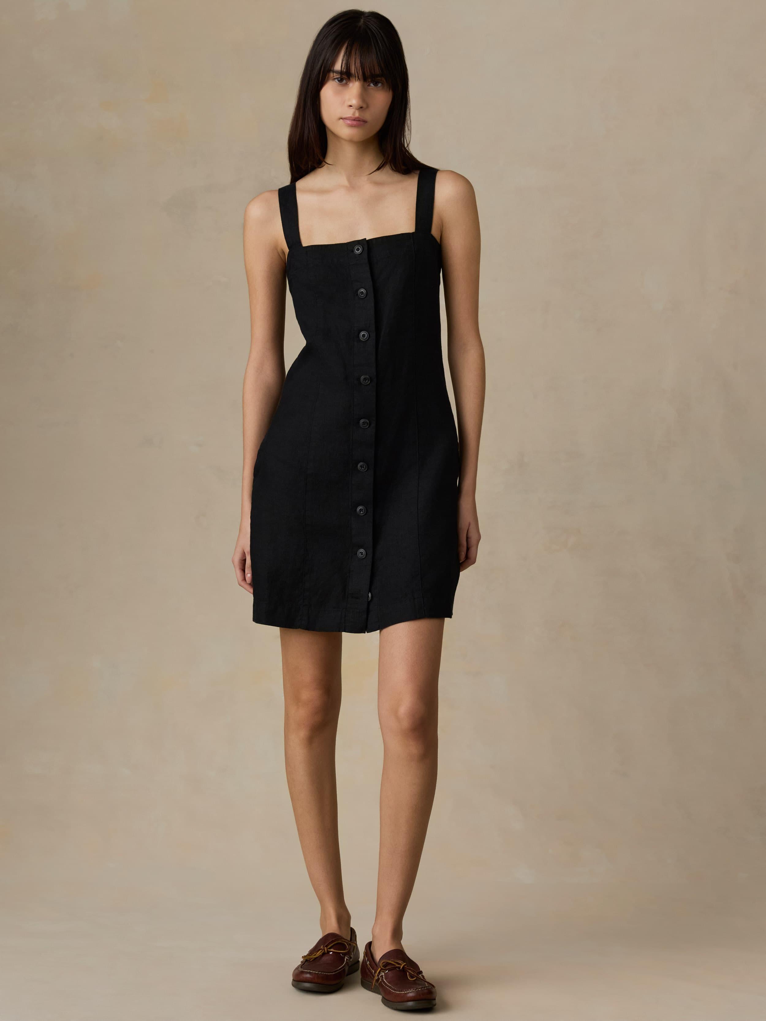 knee length dresses for ladies Laguna Linen Mini Shirtdress - Sunbeam Stripe main image 0