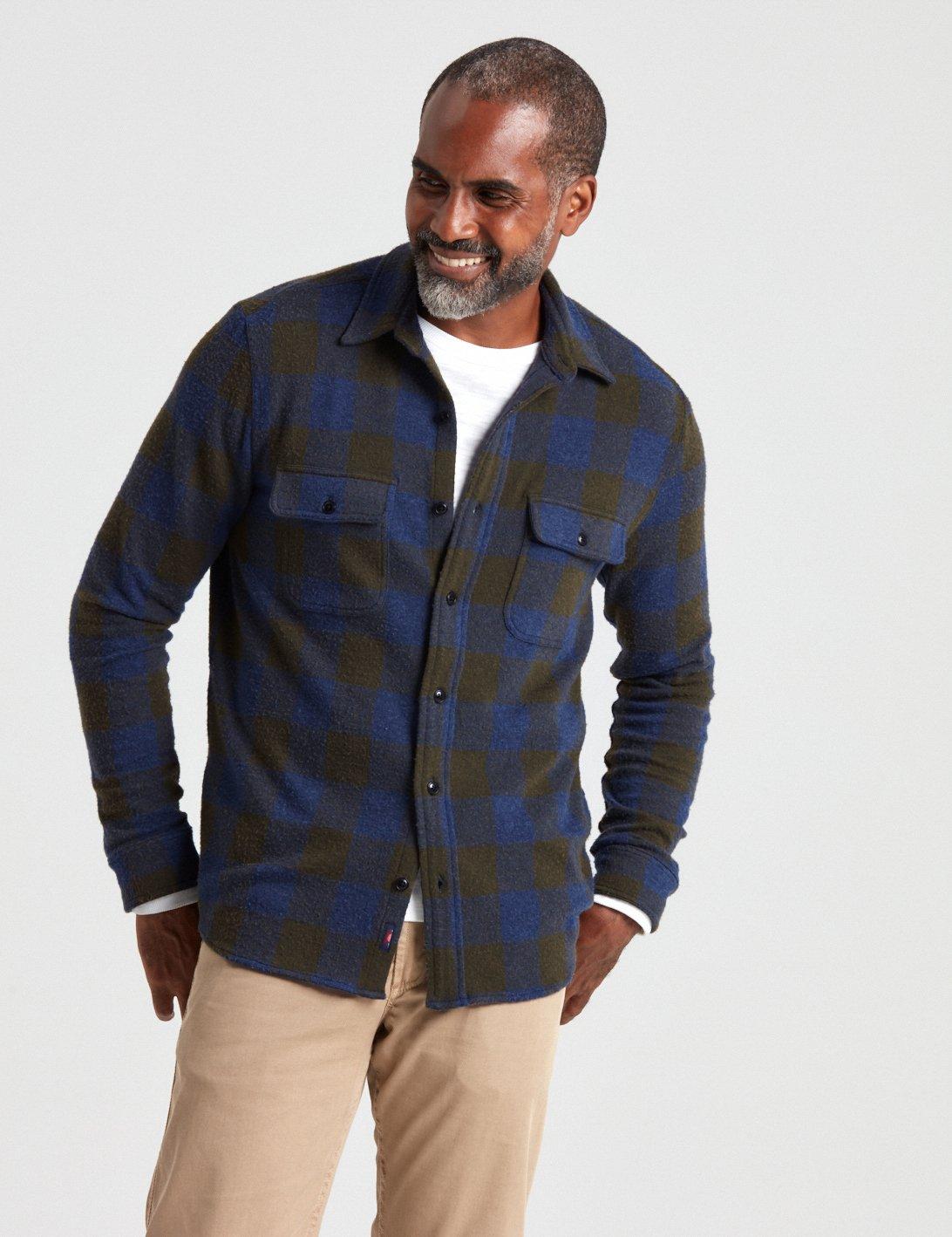 Faherty Brand Flannel Legend Sweater Shirt in Blue for Men - Lyst