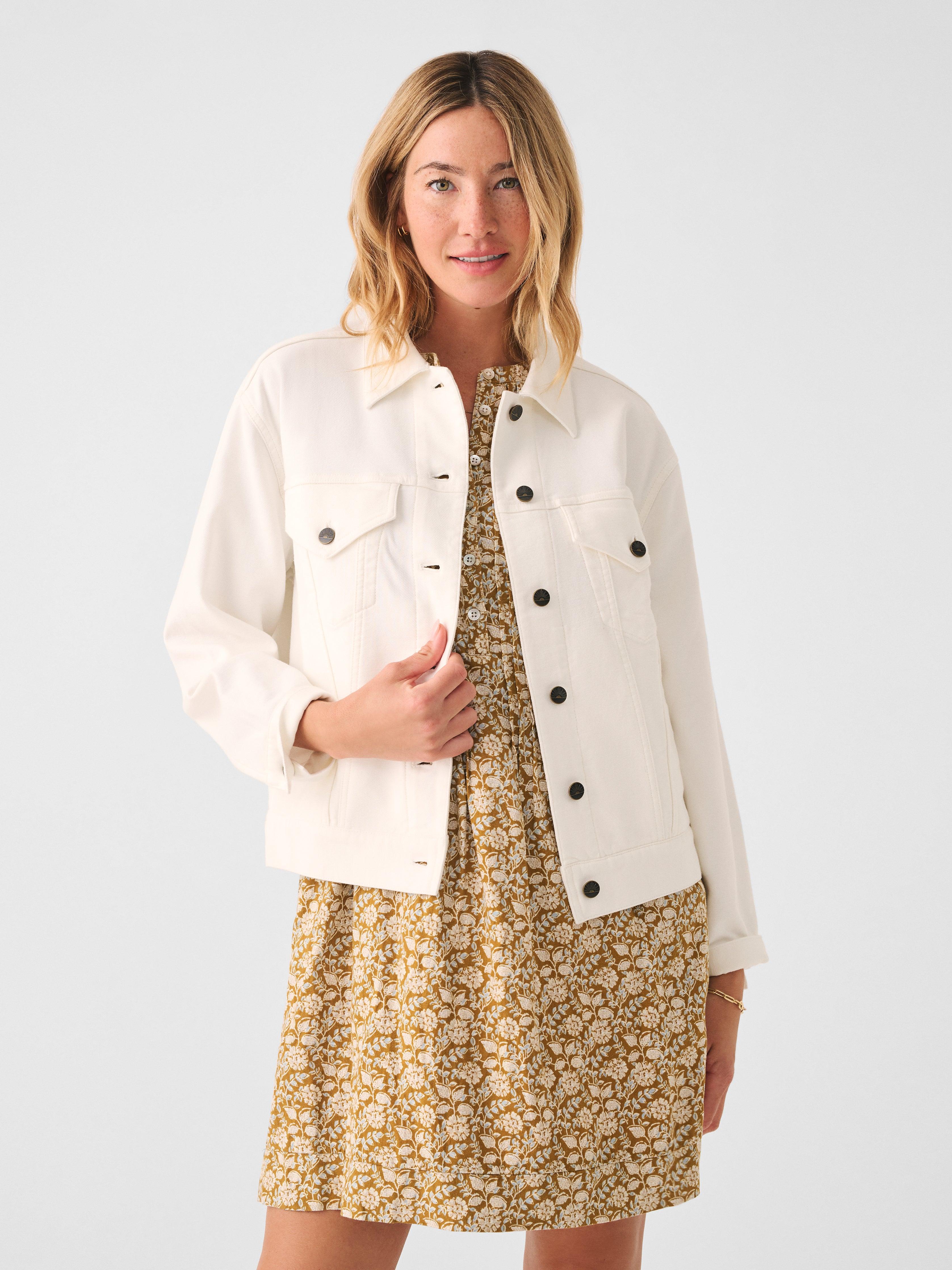 Faherty Stretch Terry Trucker Jacket in Natural Lyst