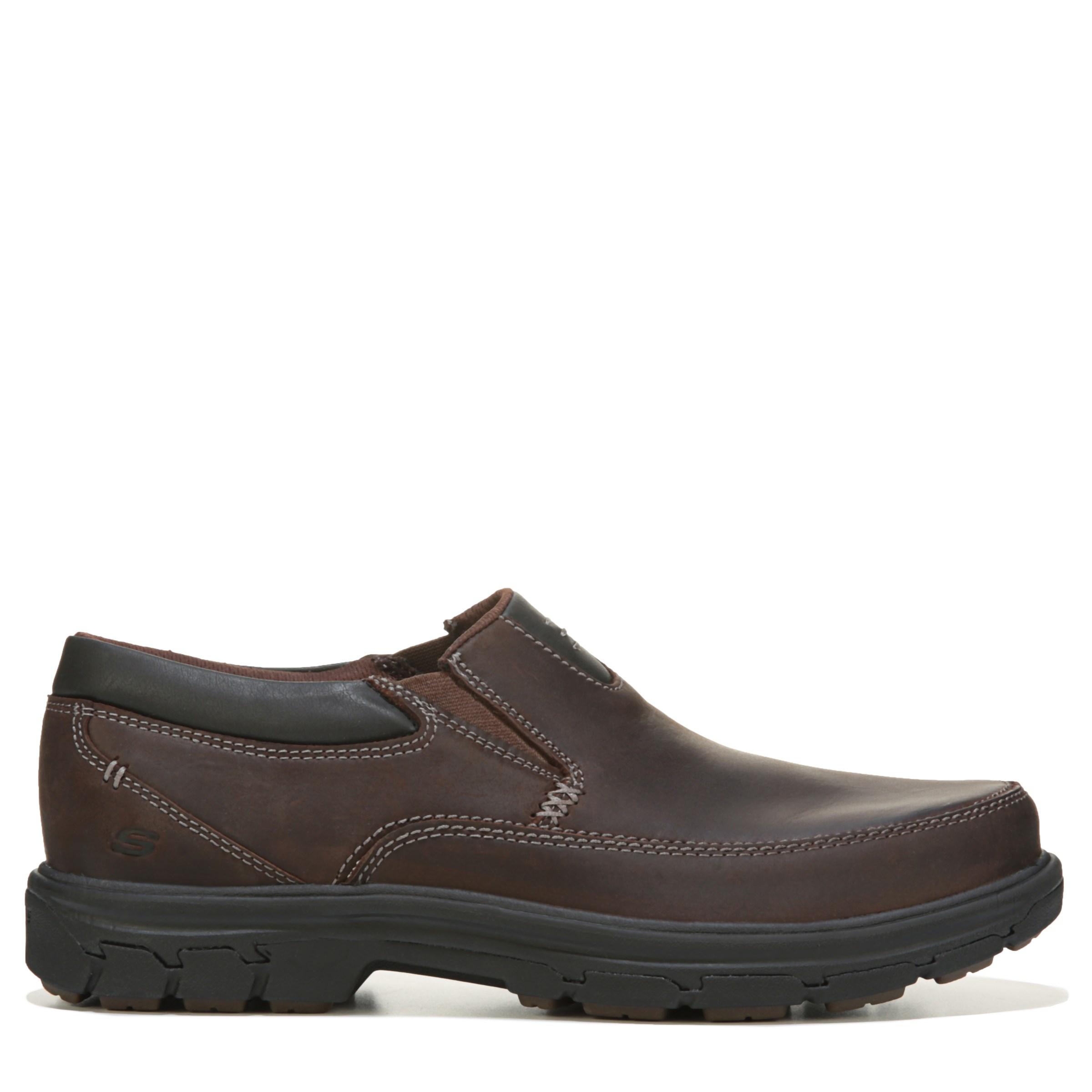 Skechers Search Memory Foam Medium/wide Leather Slip On Shoes in Brown ...