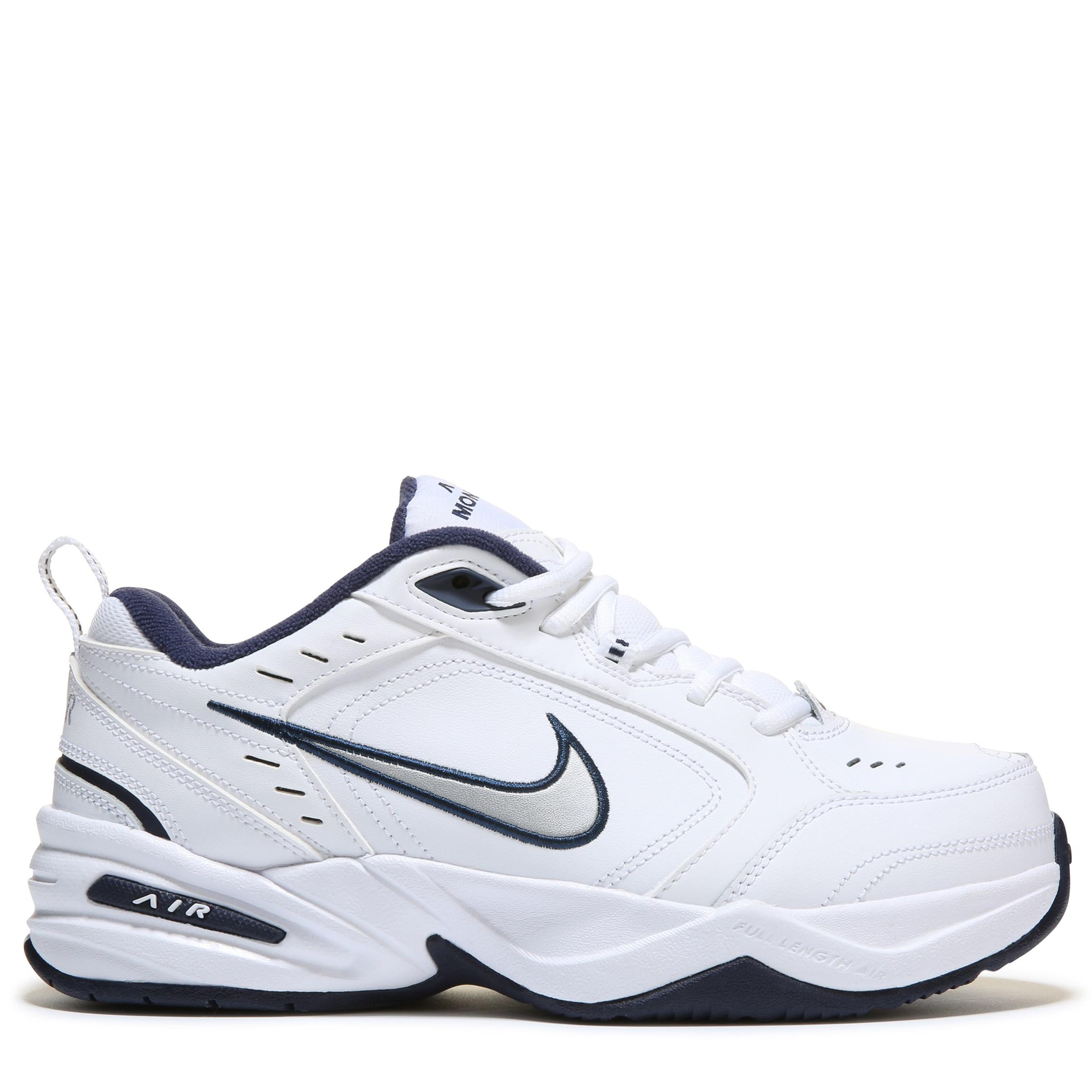 Nike Leather Air Monarch Iv Gymnastics Shoes in White/ Silver/ Navy ...