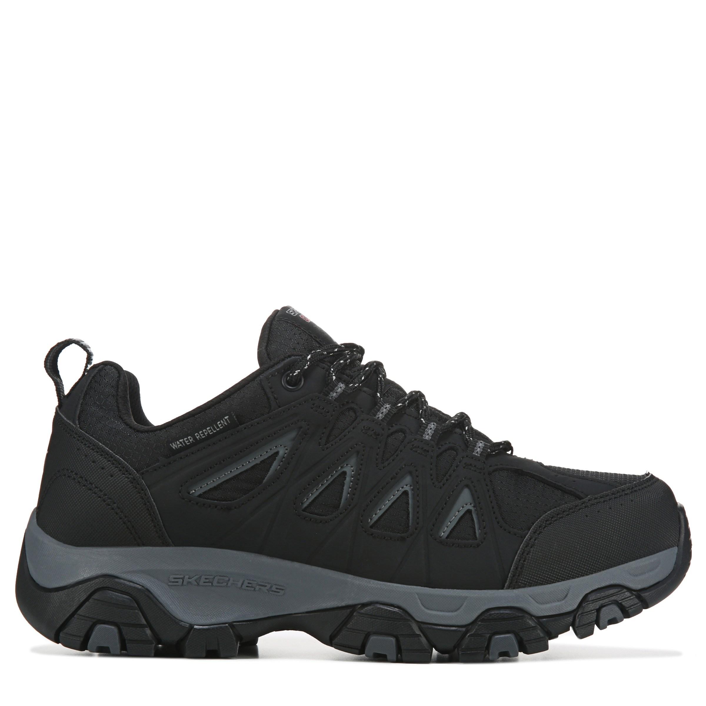 Skechers Leather Terrabite Memory Foam Lace Up Wide Trail Shoes in ...