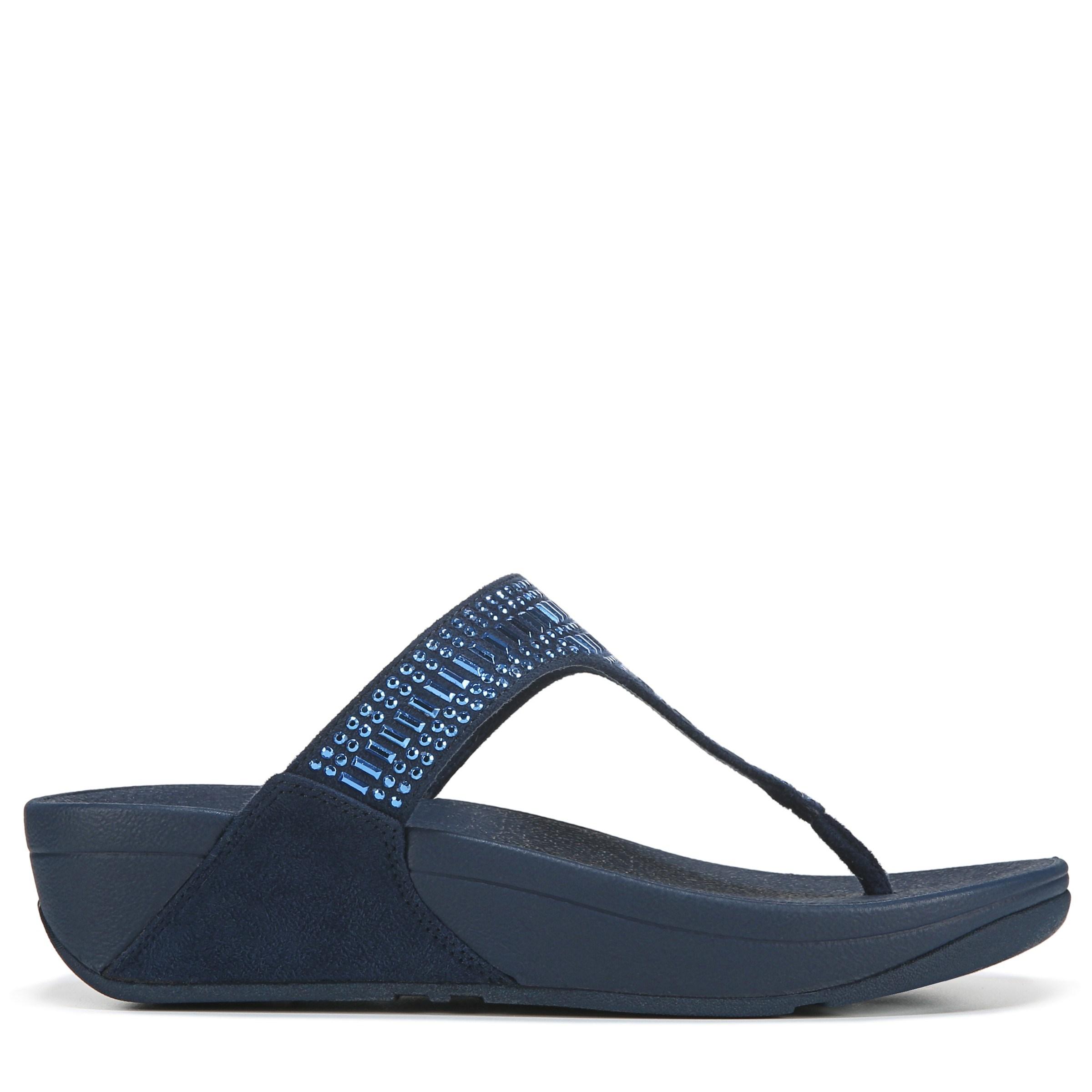 Fitflop Rubber Incastone Wedge Thong Sandals in Navy (Blue) - Lyst