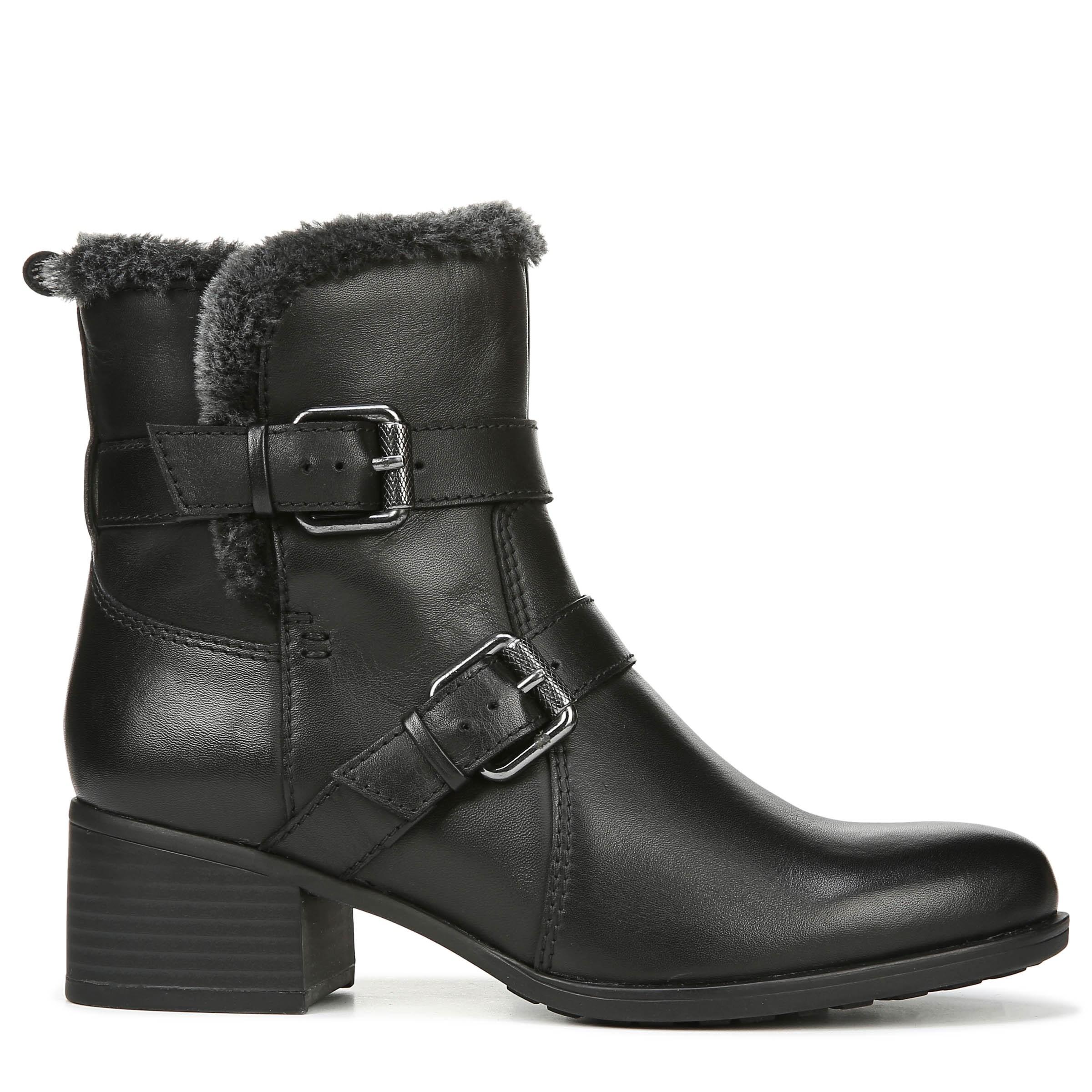 Naturalizer Deanne Waterproof Leather Block Heel Boots in Black Leather ...