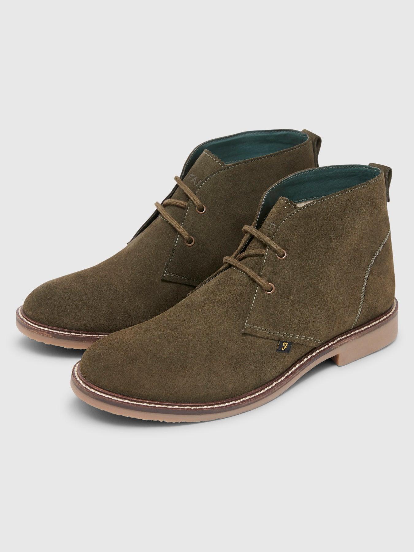 Farah Briggs Suede Leather Desert Boots in Green for Men Lyst UK