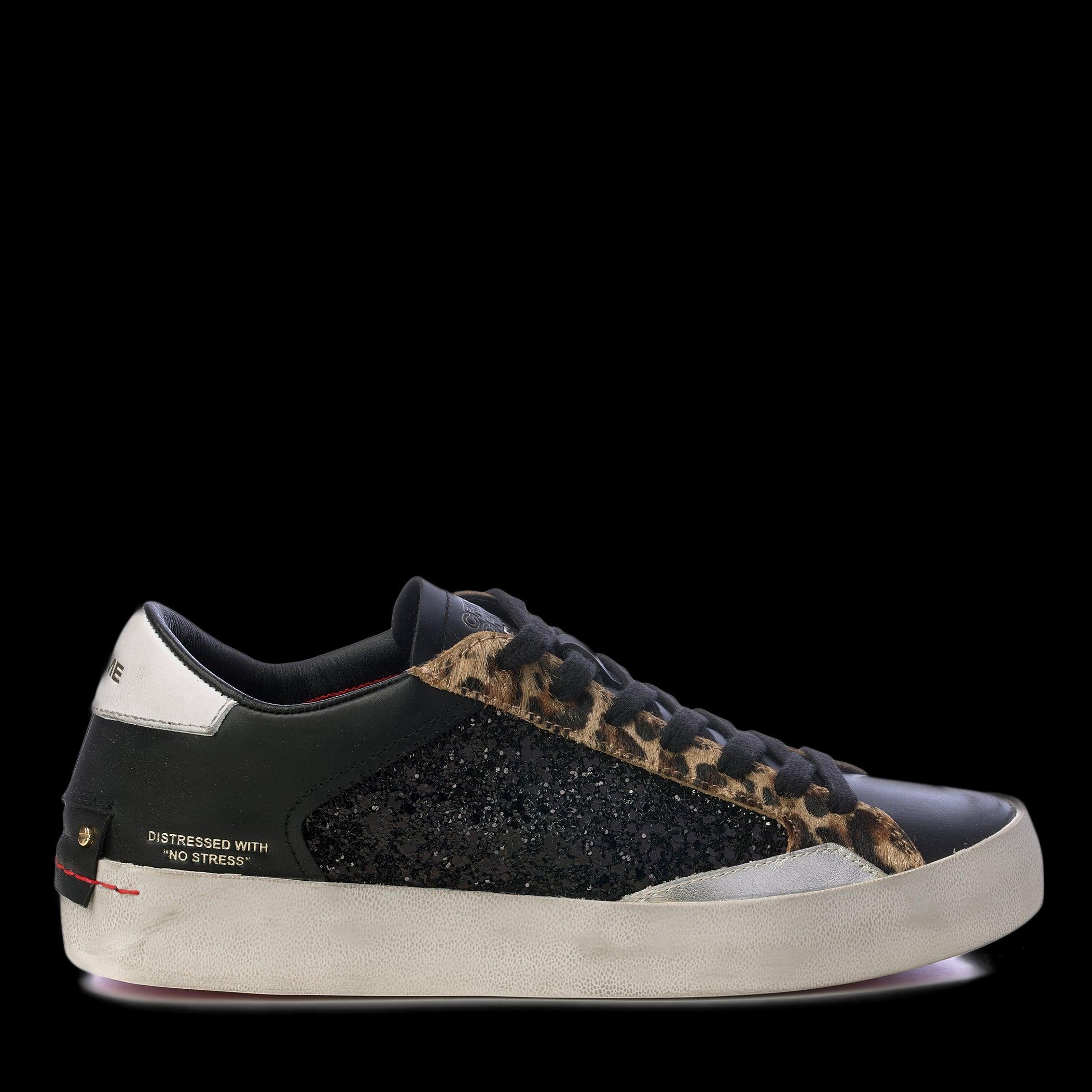 Crime London Leopard Glitter Sneakers in Black | Lyst