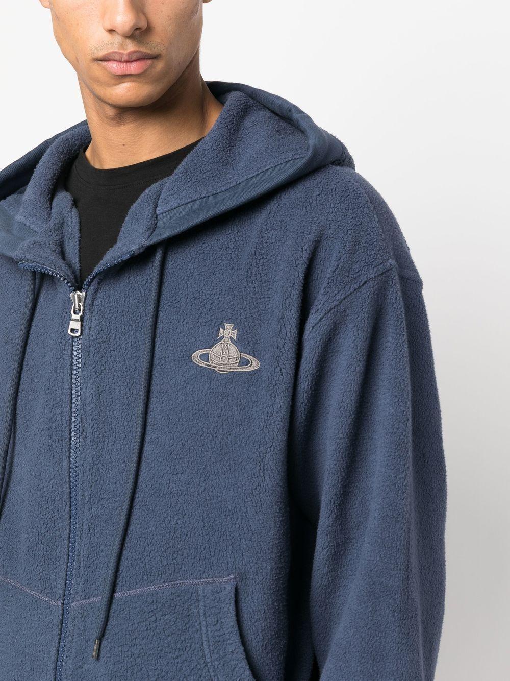 Vivienne Westwood Orb-embroidered Zipped Hoodie In Blue For