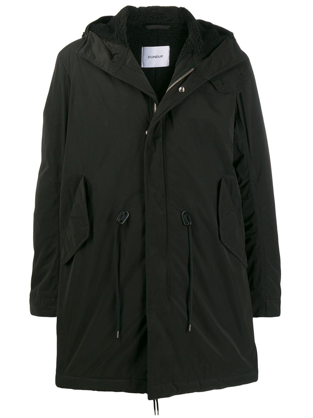 Dondup Hooded Parka Coat in Black for Men - Lyst