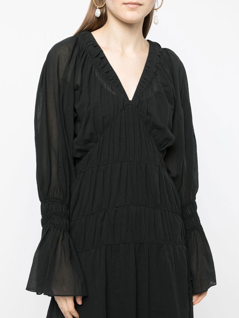 By Malene Birger Smocked Midi Dress in Black |