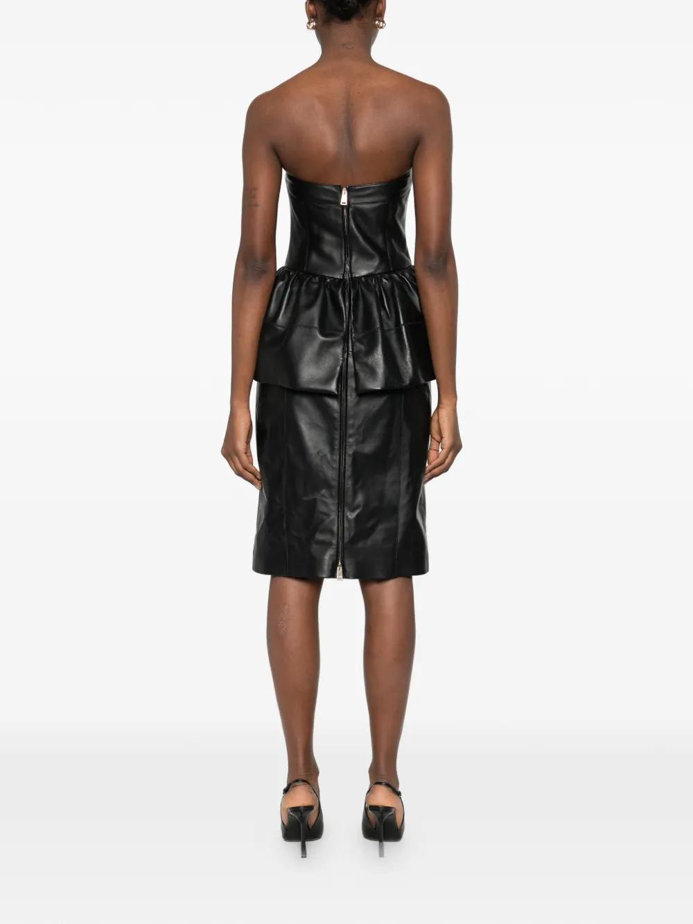 Fendi Strapless Peplum Midi Dress in Black | Lyst