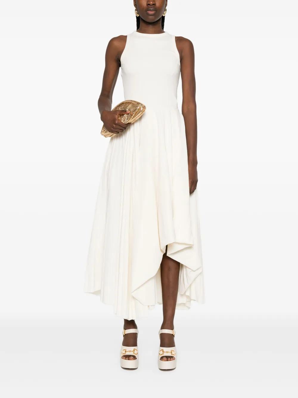 McQueen Asymmetrical Midi Dress in White | Lyst