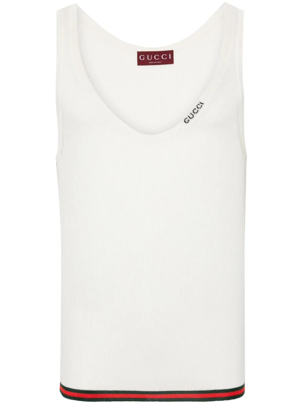gucci-white-Ribbed-Knit-Silk-
