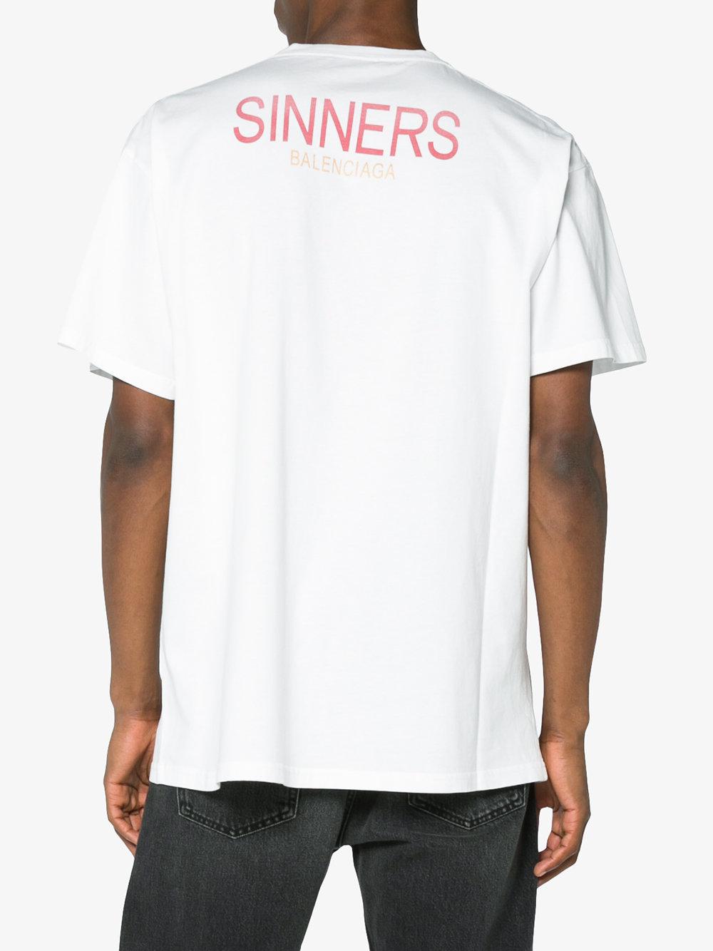 Balenciaga Cotton Bal Sinners Oversized T-shirt in White ...