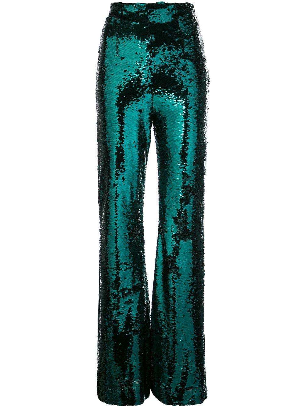 16Arlington Sequinned Flared Trousers in Green - Lyst