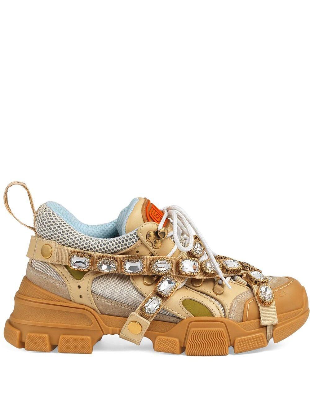 Gucci Flashtrek Sneaker With Removable Crystals in Natural | Lyst
