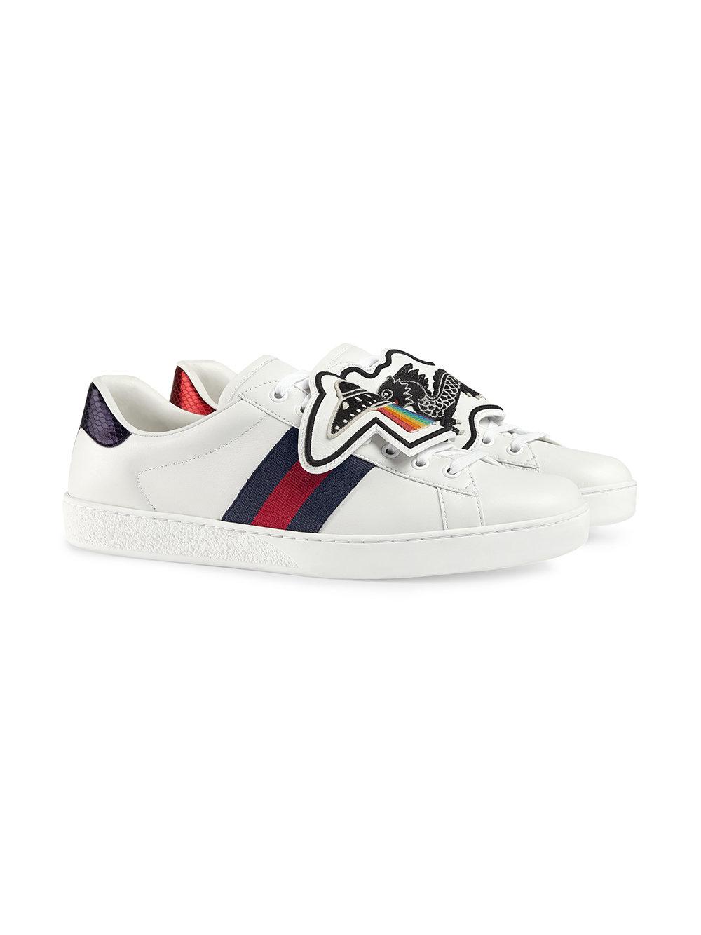 Zapatillas Ace con parches removibles Gucci de Cuero de color Blanco para  hombre | Lyst