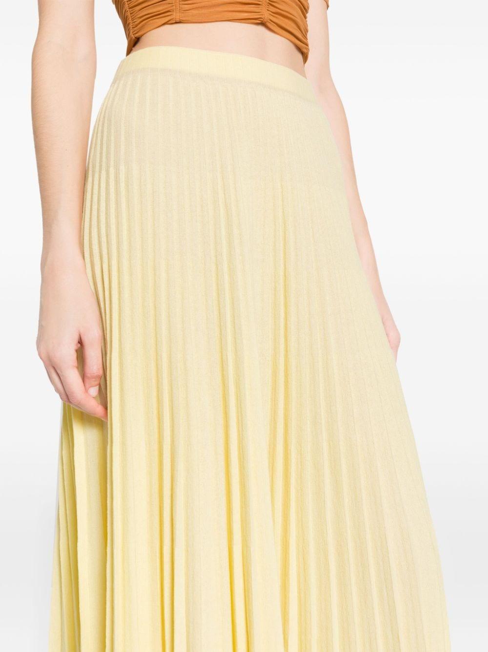 Elastic waist pleated skirt yellow best sale