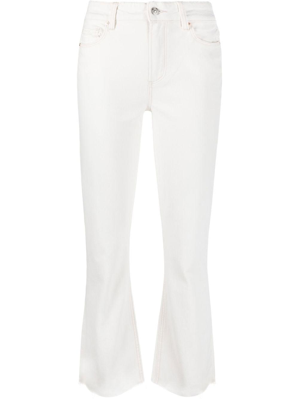 PAIGE Cropped Kick-flare Jeans in White | Lyst