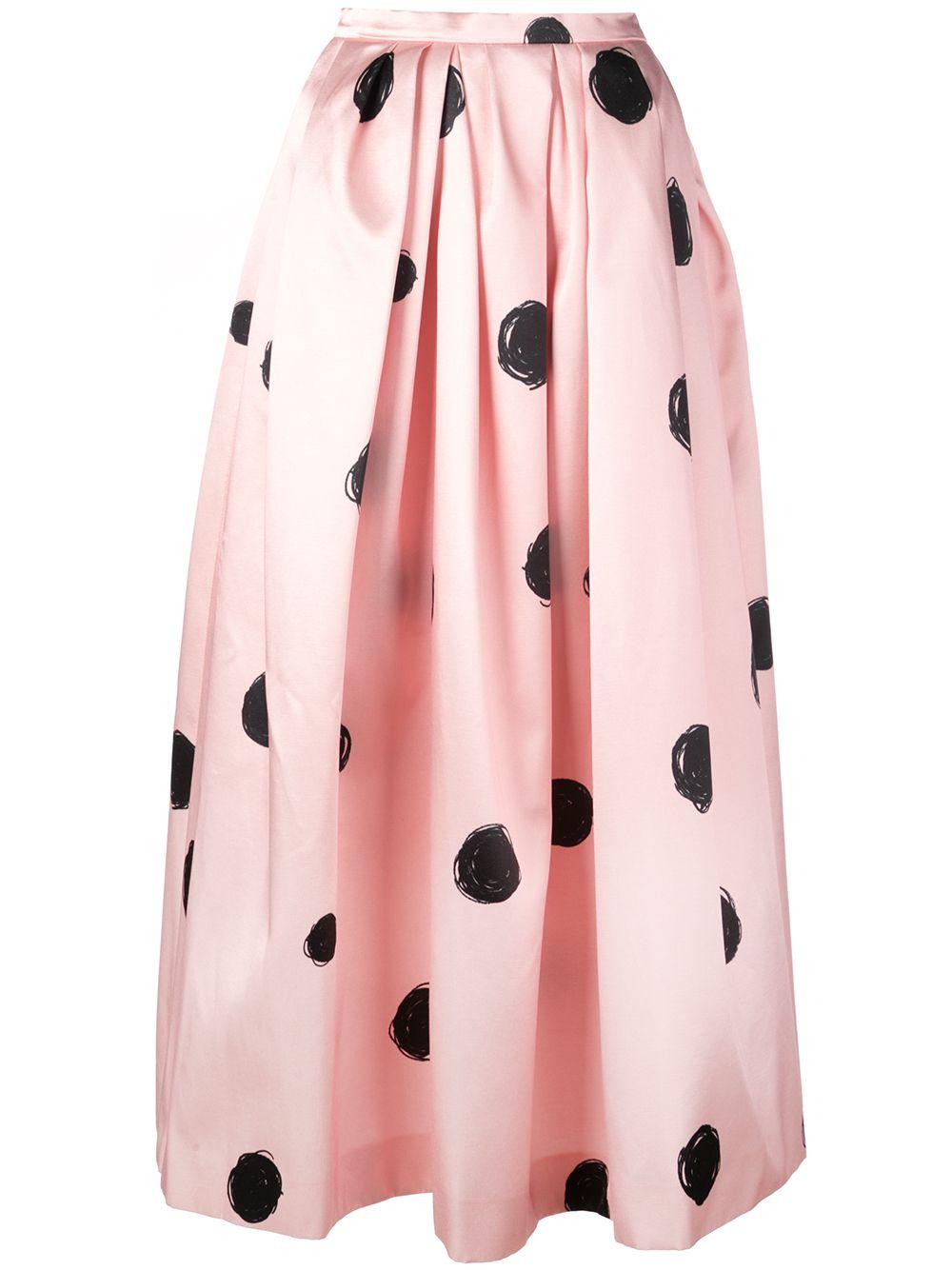 pink and black polka dot skirt
