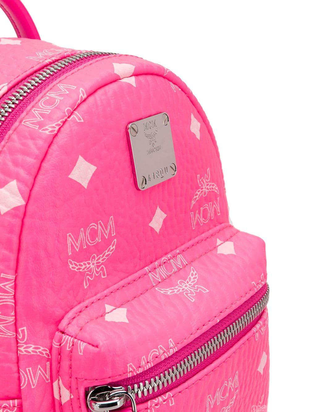 MCM Stark Bebe Boo Side Studs Backpack in Visetos Hot Pink X-Mini